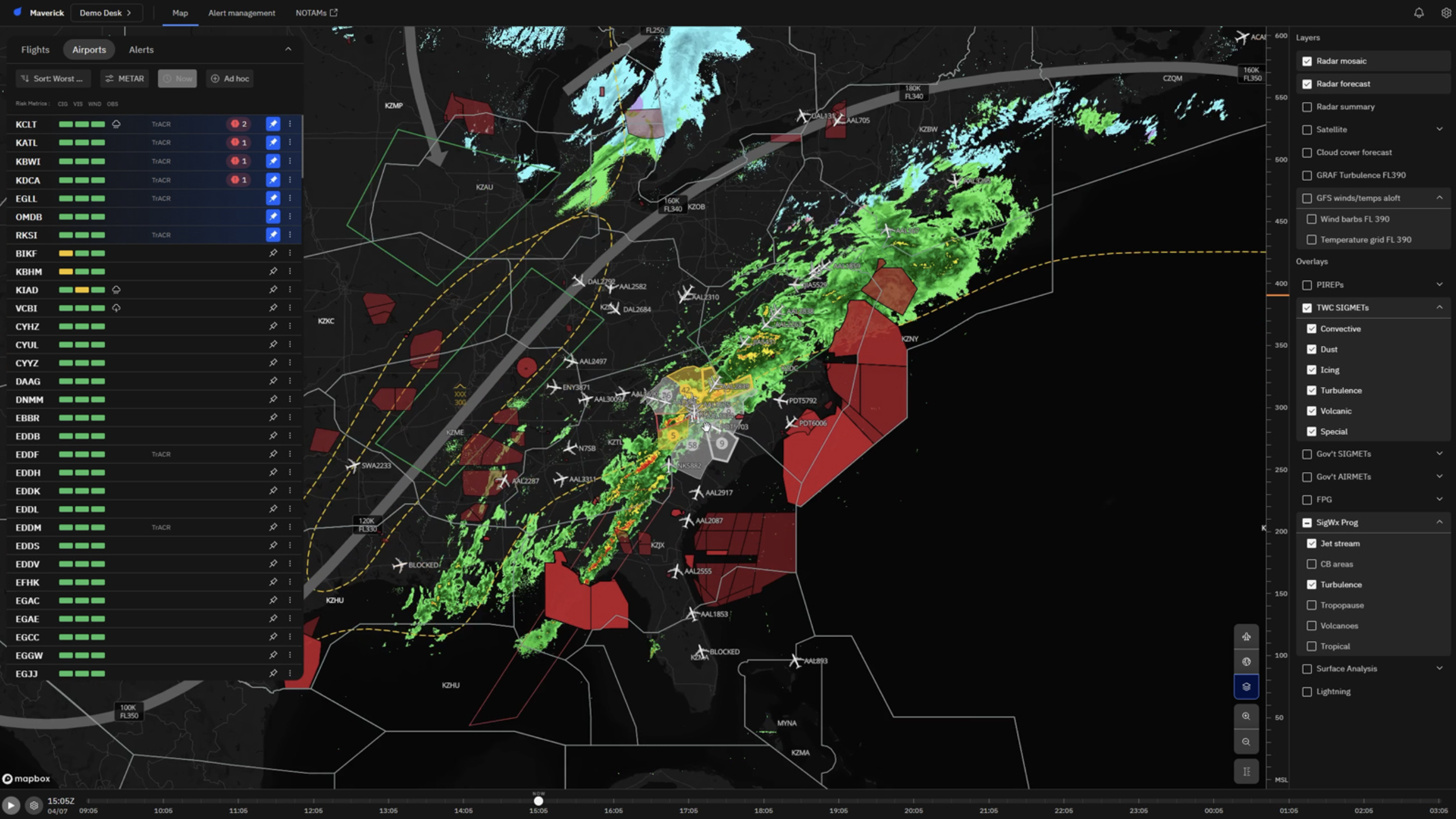 Forecasting tool Maverick Dispatch helps aviation teams prioritize operational decisions based on the latest and most accurate weather data.