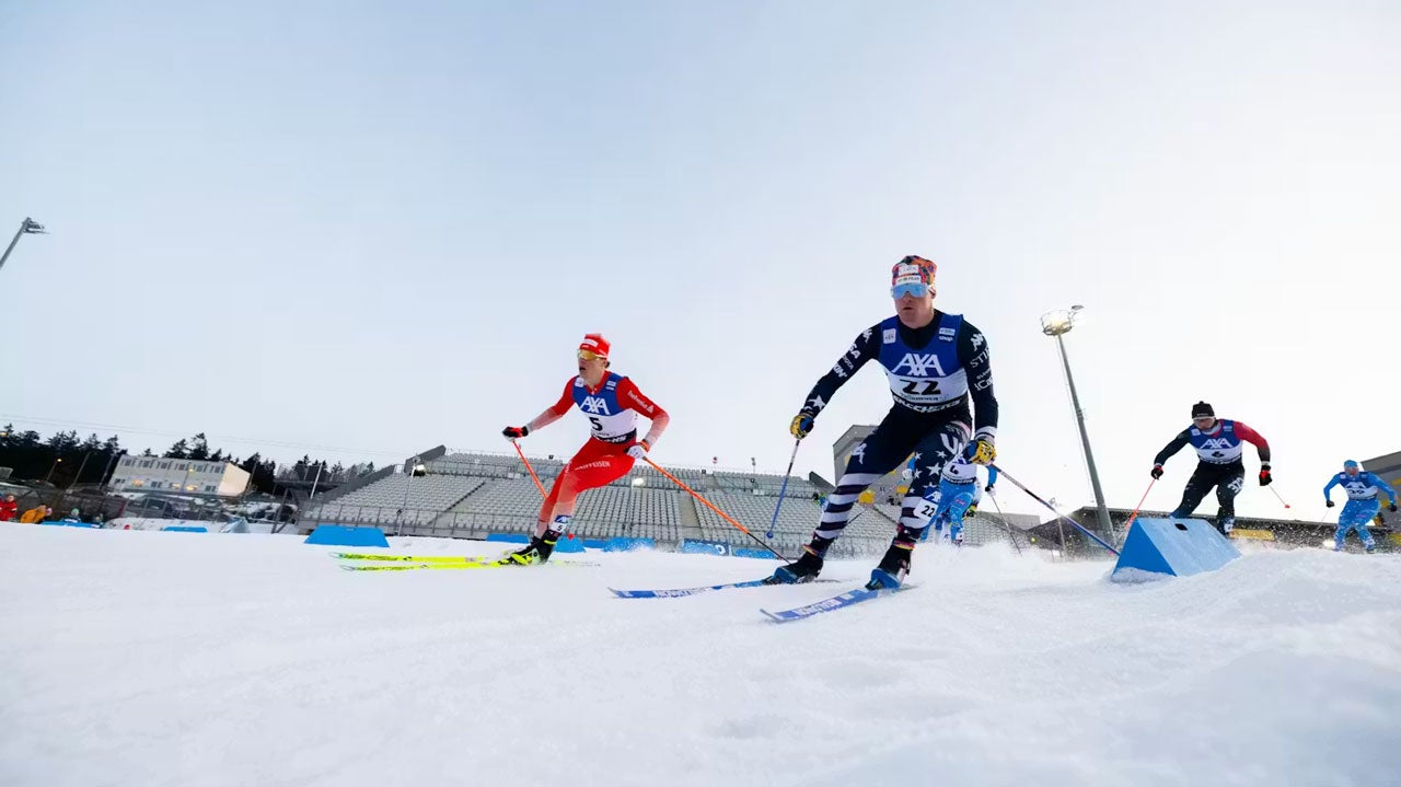 Taking sharp corners on icy surfaces isn&rsquo;t easy on cross-country skis. Here, U.S. Olympic skier Jack Young competes in the individual sprint finals of the FIS Cross-Country World Cup Oberhof on Jan. 17, 2026, in Oberhof, Germany. (Leo Authamayou/NordicFocus/Getty Images)