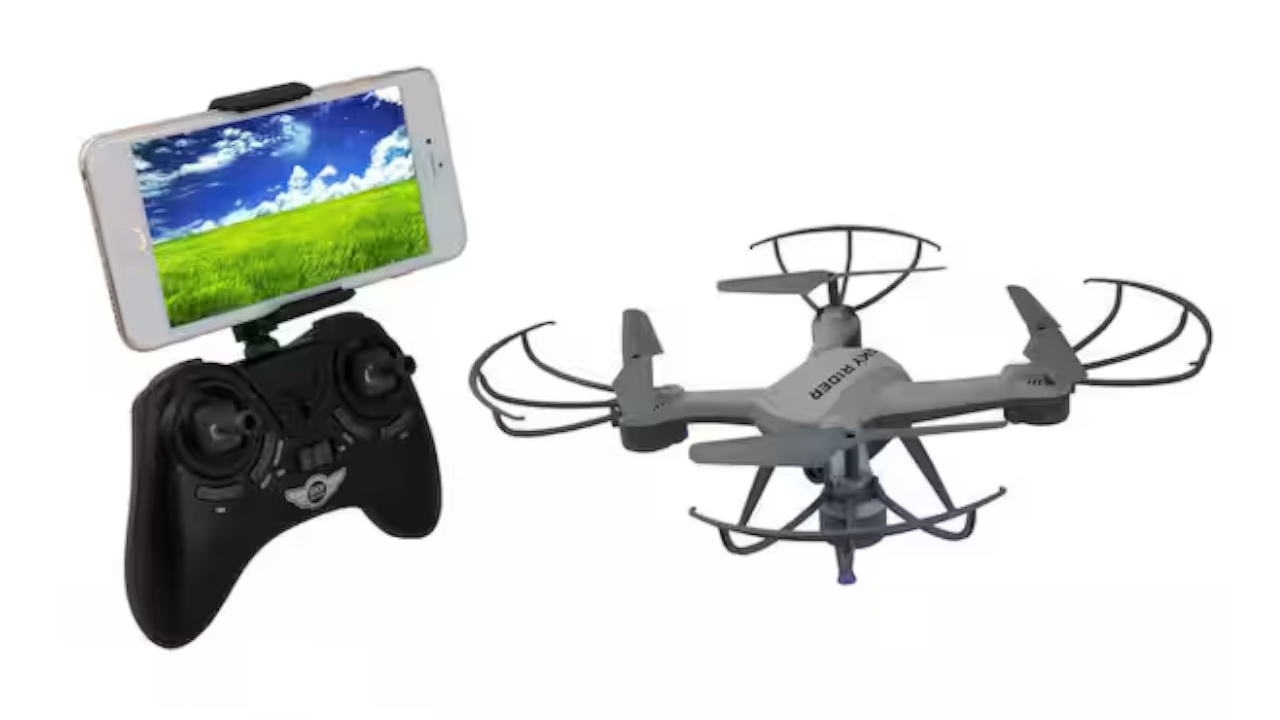 SKY RIDER Pro Quadcopter Drone with Wi-Fi Camera, Remote and Phone Holder