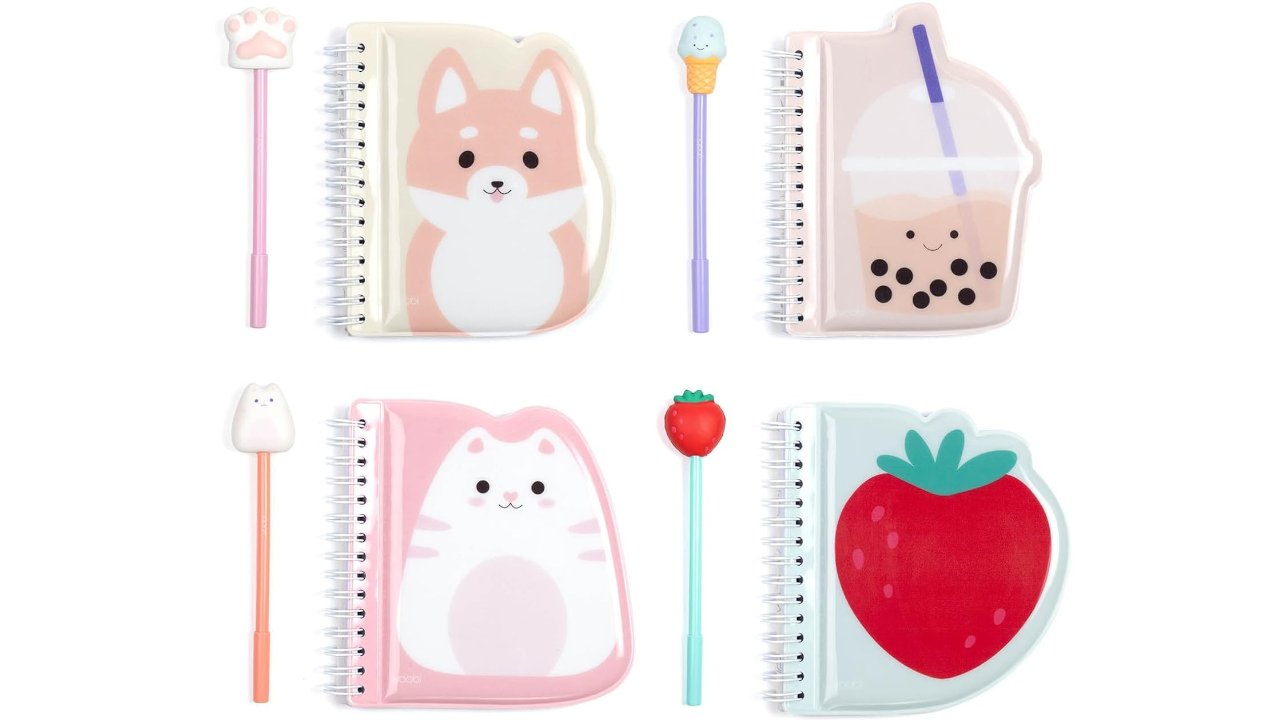 Yoobi Kawaii Mini Notebooks & Squishy Topper Pens