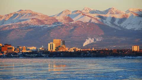 Located close to the coastal Chugach Mountains at the head of Cook Inlet, Anchorage is warmer than the rest of Alaska (averaging 65 degrees in summer). In the winter, Anchorage is ideal for sight-seeing, arctic biking or "skijoring," which is cross-country skiing while being towed by a dog.