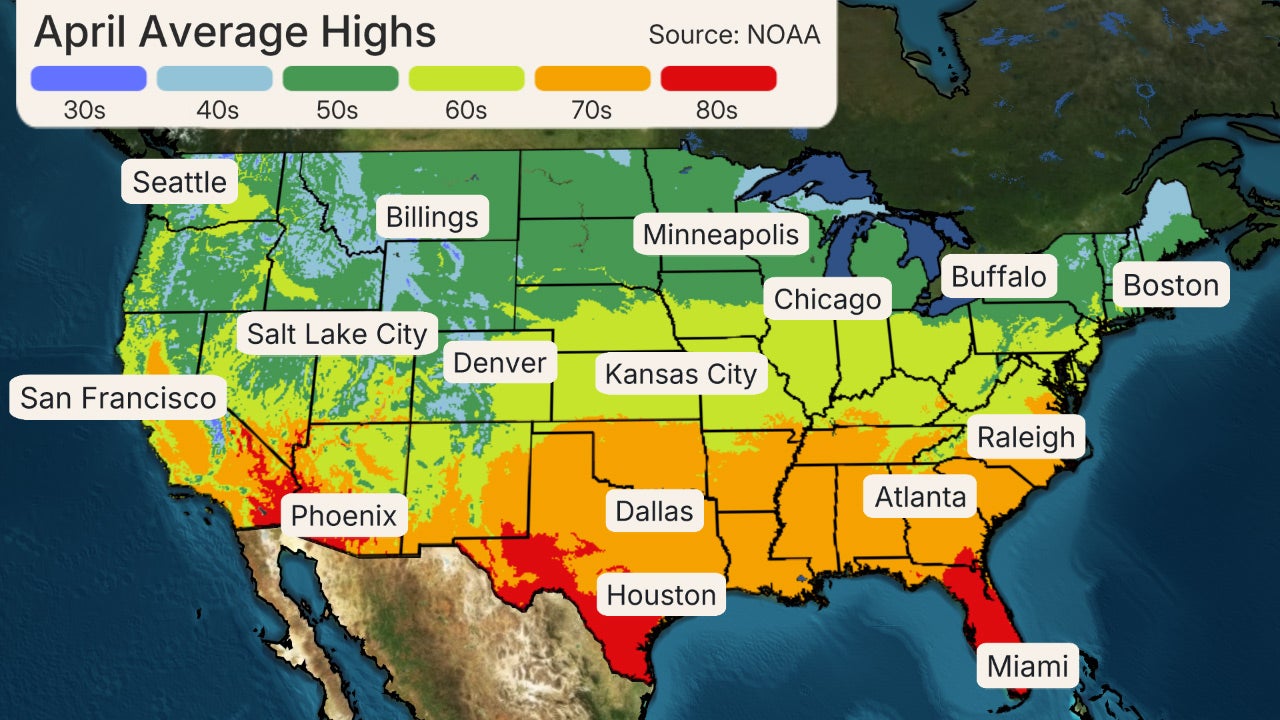 April's average high temperatures.