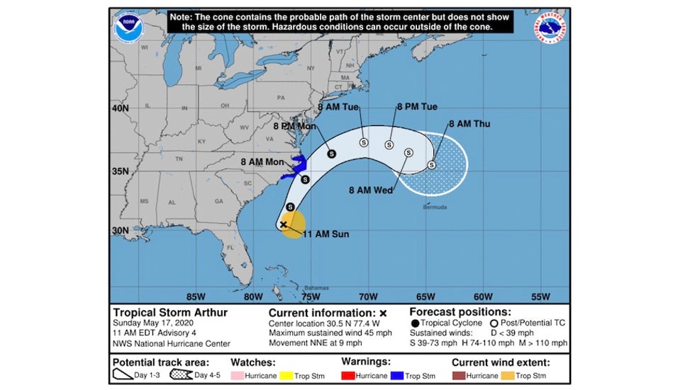 Arthur forecast from 15Z 5/27/20