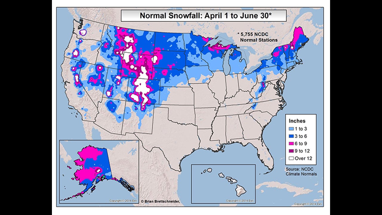 Yes April Is Actually The Snowiest Month In These Places The Weather Channel Articles From The Weather Channel Weather Com Us Monthly March 2022 U.S. Snowfall Map