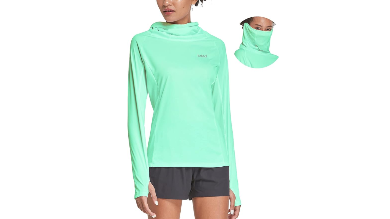 baleaf Women's Long Sleeve Rash Guard with Face Cover UPF 50+