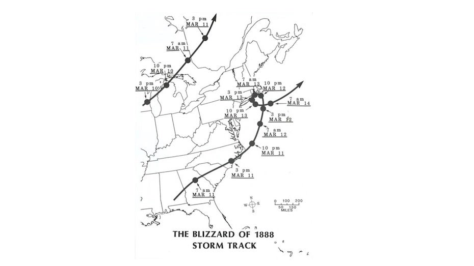 Track of Blizzard of March 1888