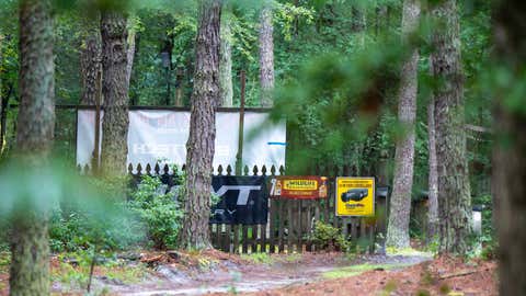 The scene where a 61-year-old man died and 13 other people, including children, were injured after a lightning strike on Wednesday night at Black Knight Bowbenders archery range on Perrineville Road in Jackson, NJ Thursday, July 17, 2025.