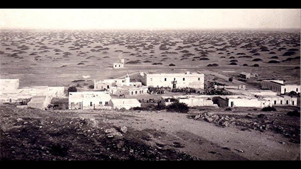 A 1923 photo of the trading post in Al Azizia, Libya
