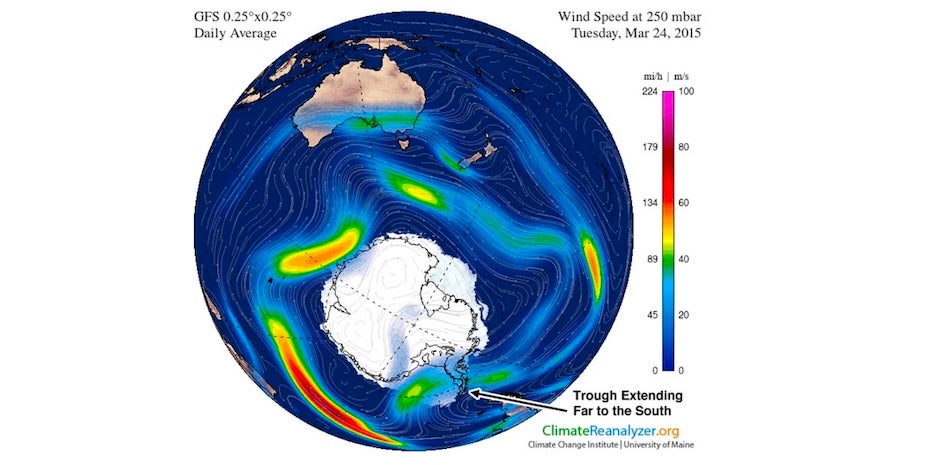 Jet stream image for 3/24/15 over Antarctica