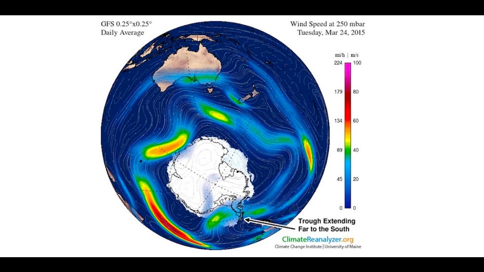 Jet stream image for 3/24/15 over Antarctica