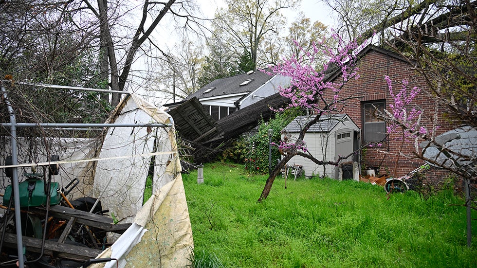 CHARLOTTE, USA - MARCH 16: An EF0 tornado touched down uprooting trees and causing damage to several homes in Charlotte NC, United States on March 16, 2026. (Photo by Peter Zay/Anadolu via Getty Images)