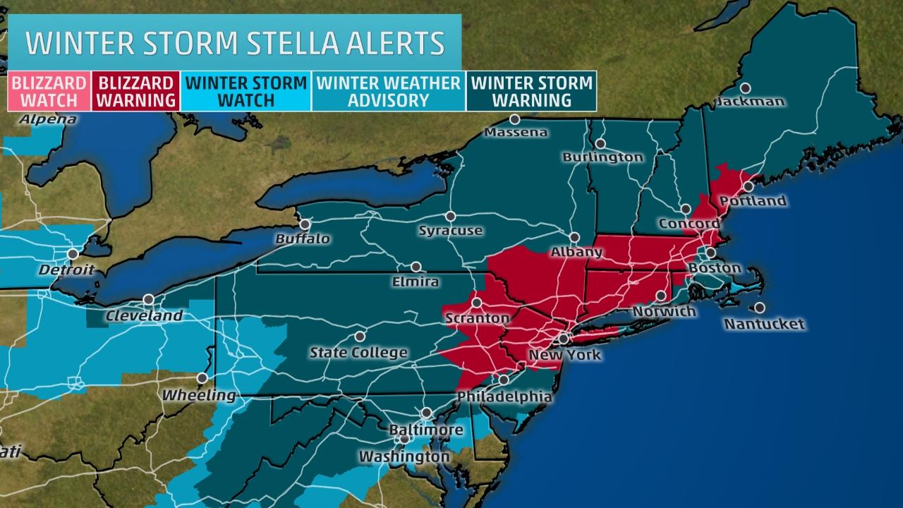 Blizzard Warnings Expanded to Include Parts of 8 Northeast