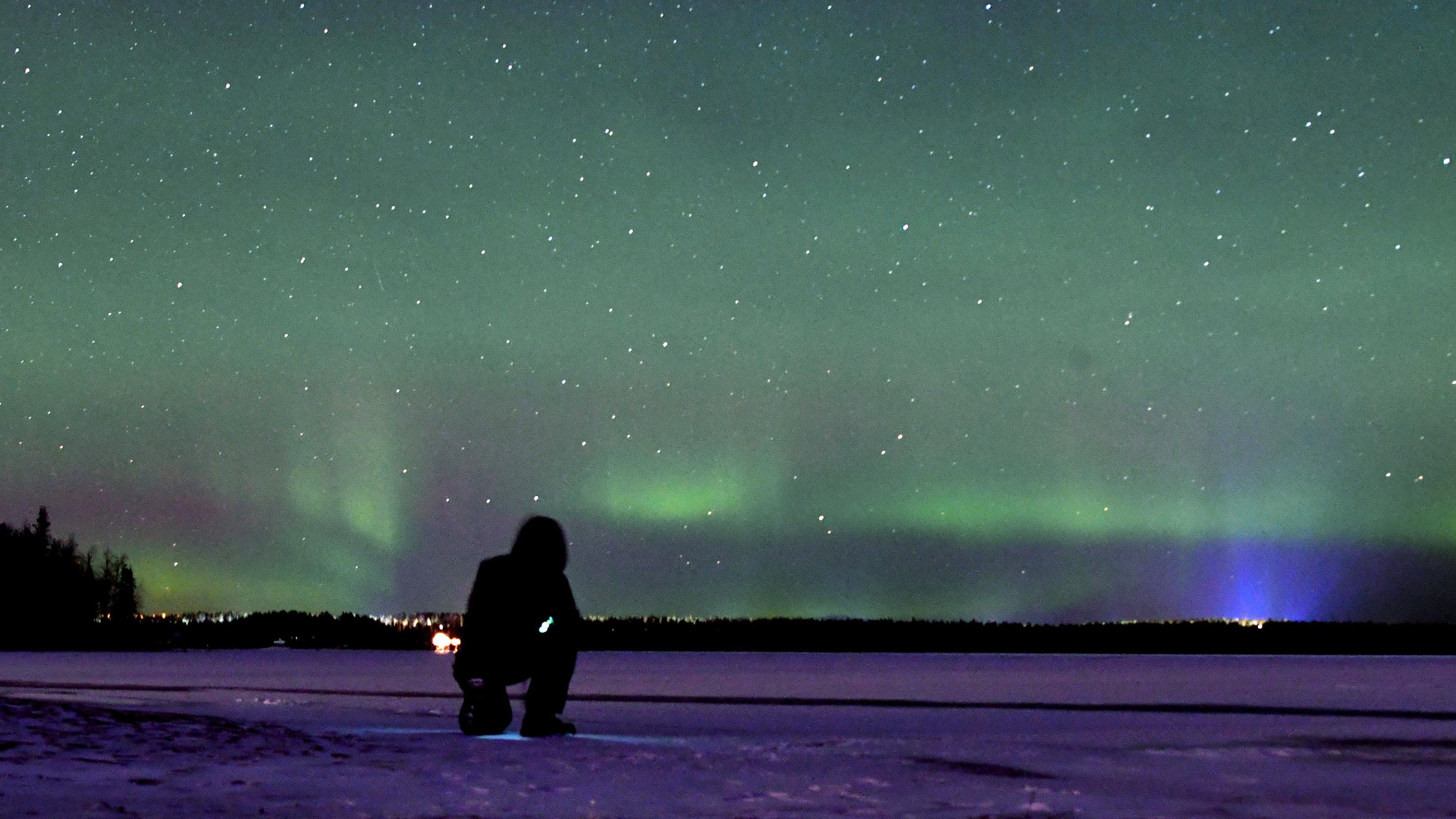 Finnland, Kittil&auml;: Das Nordlicht (Aurora Borealis) erleuchtet den Himmel von Lappland in Levi, Kittil&auml;. 