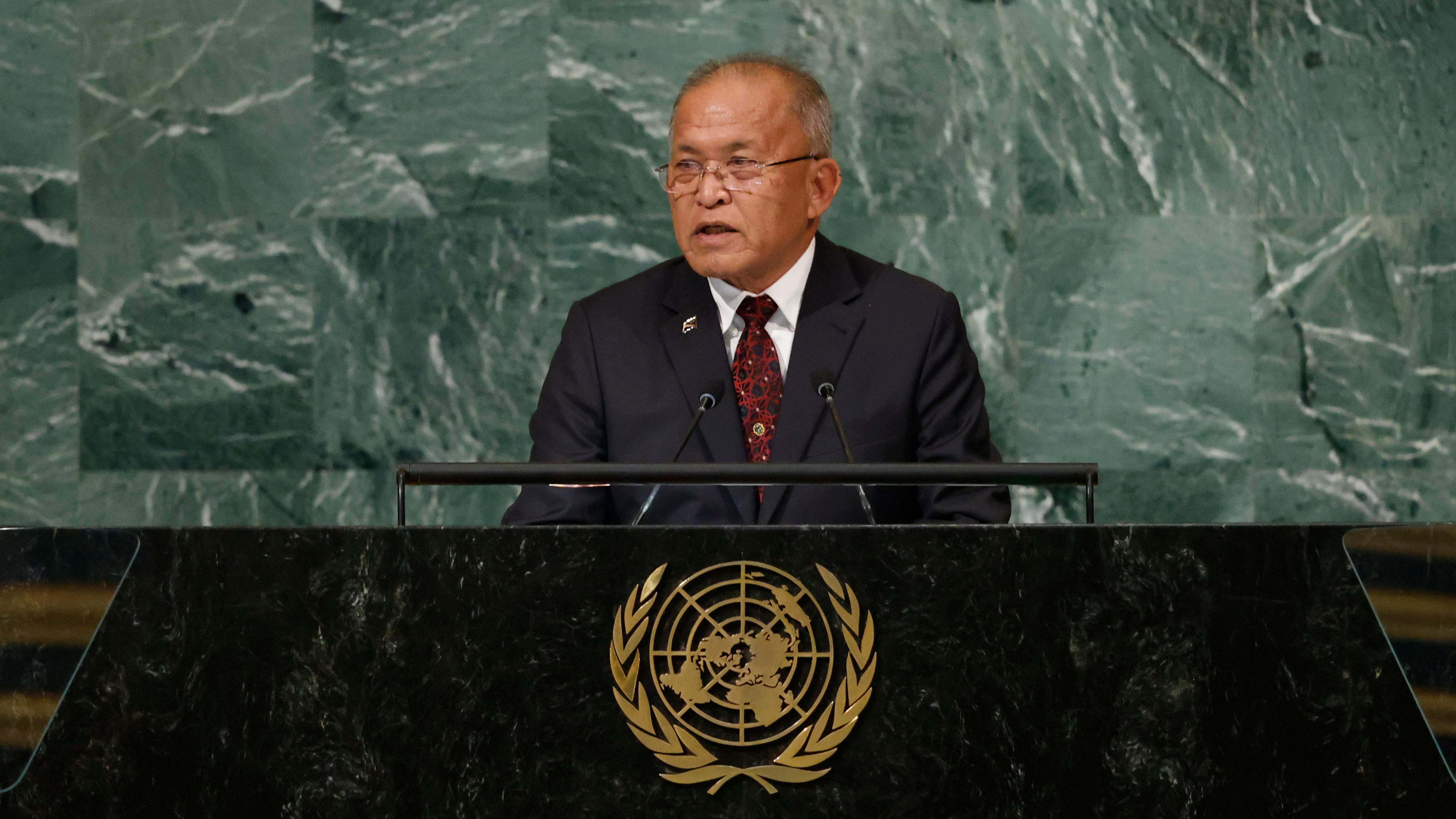 Der Pr&auml;sident der Marshallinseln David Kabua spricht bei der UN-Generalversammlung