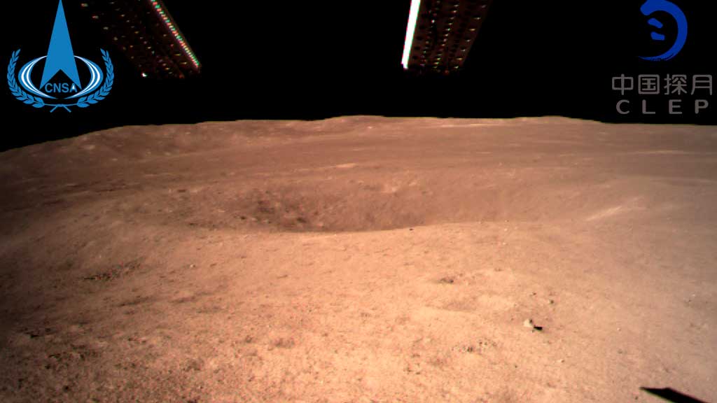 In this photo provided Jan. 3, 2019, by China National Space Administration via Xinhua News Agency, the first image of the moon's far side taken by China's Chang'e-4 probe. A Chinese spacecraft on Thursday, Jan. 3, made the first-ever landing on the far side of the moon, state media said. The lunar explorer Chang'e 4 touched down at 10:26 a.m., China Central Television said in a brief announcement at the top of its noon news broadcast.(China National Space Administration/Xinhua News Agency via AP) 
Credit: AP 