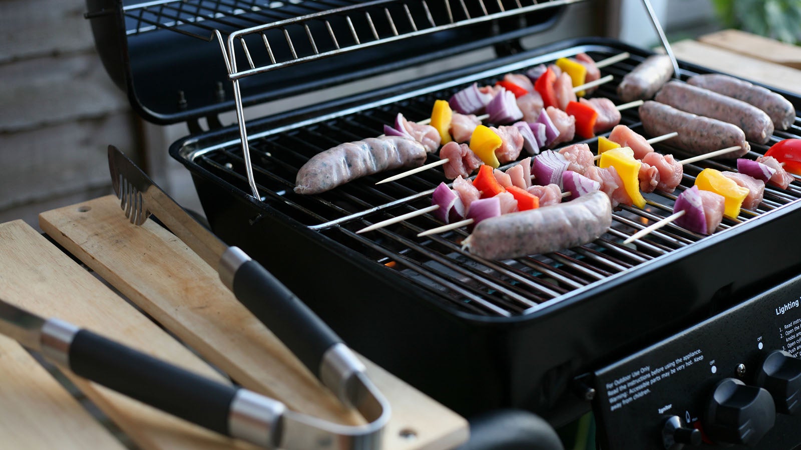 Barbeque at home loaded with snags (mystery bags) and kebab sticks