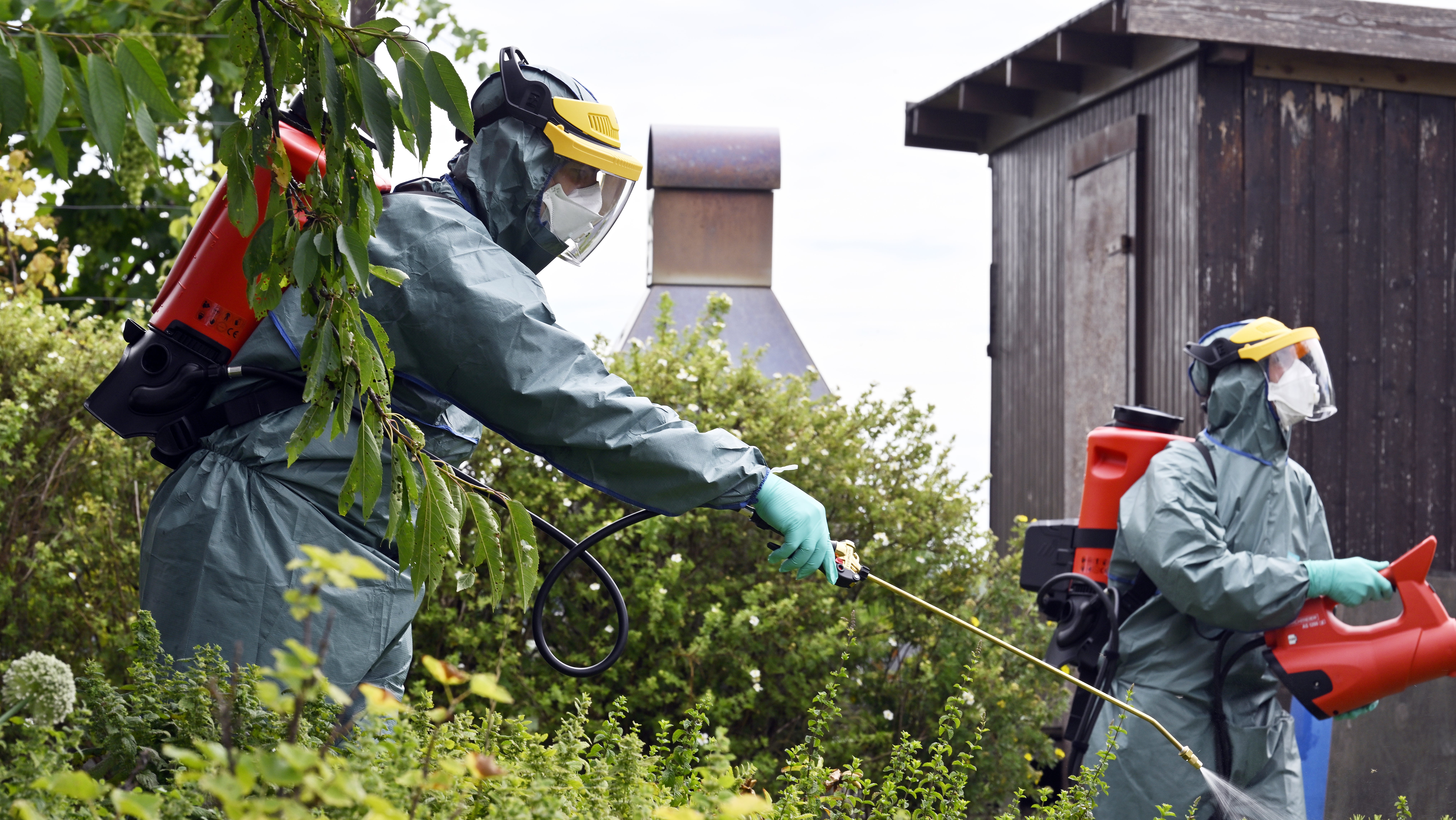 Schweiz, Kloten: Insektizideinsatz gegen den Japank&auml;fer in einem Garten. (Archivbild) (Walter Bieri/KEYSTONE/dpa)