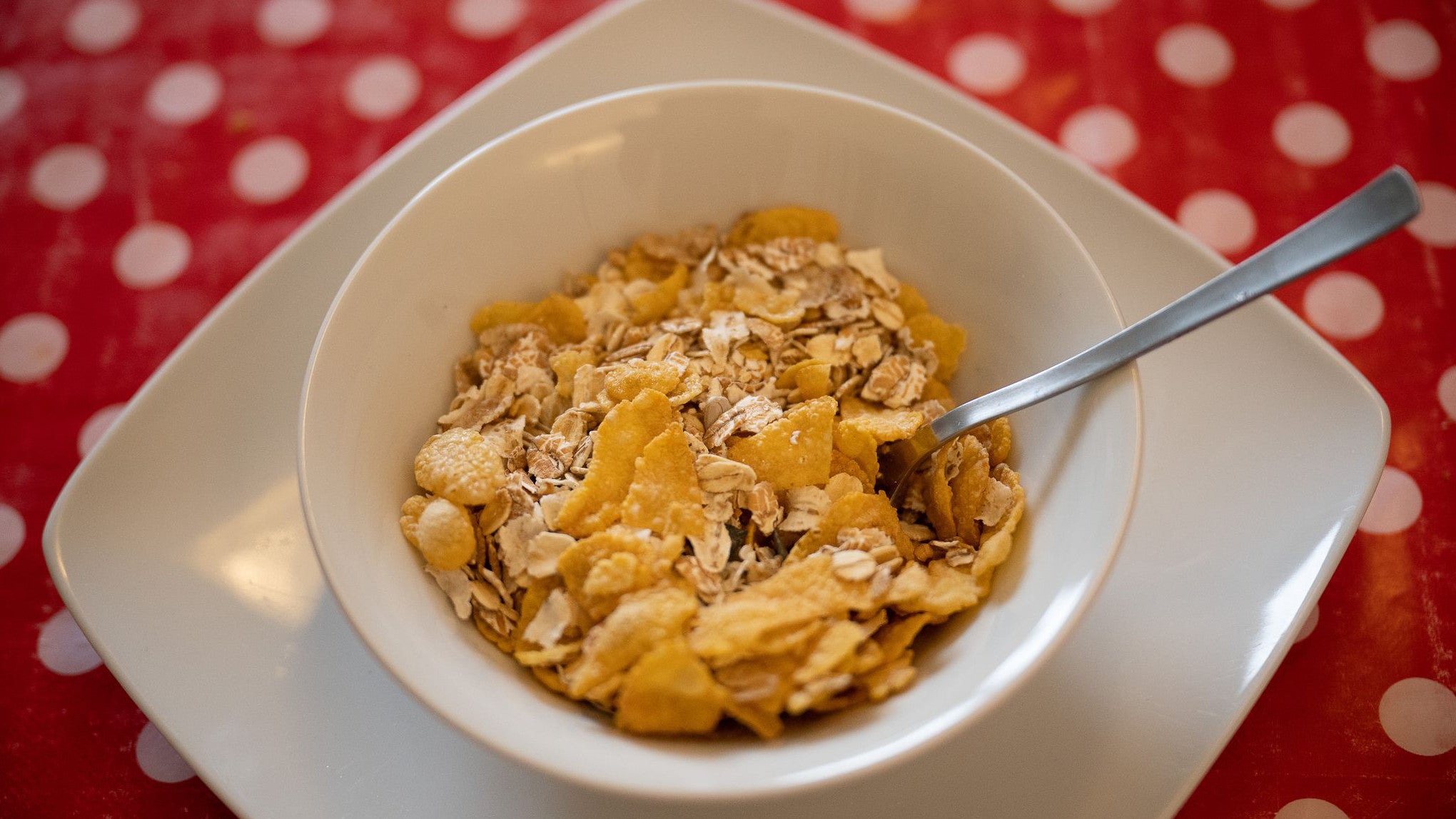 06.03.2023, Hessen, Gie&szlig;en: Ein L&ouml;ffel steckt in einer Schale mit M&uuml;sli. Manchen Lebensmitteln sieht man den Zuckergehalt nicht auf den ersten Blick an (Sebastian Gollnow/dpa)

