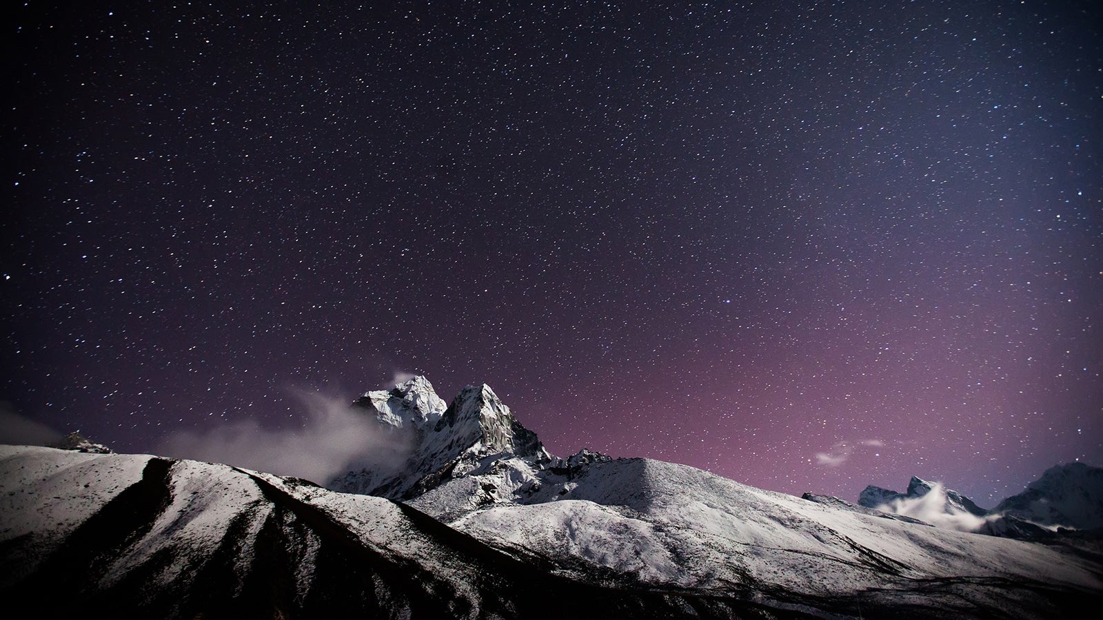 himalaya mountain with star in night time
