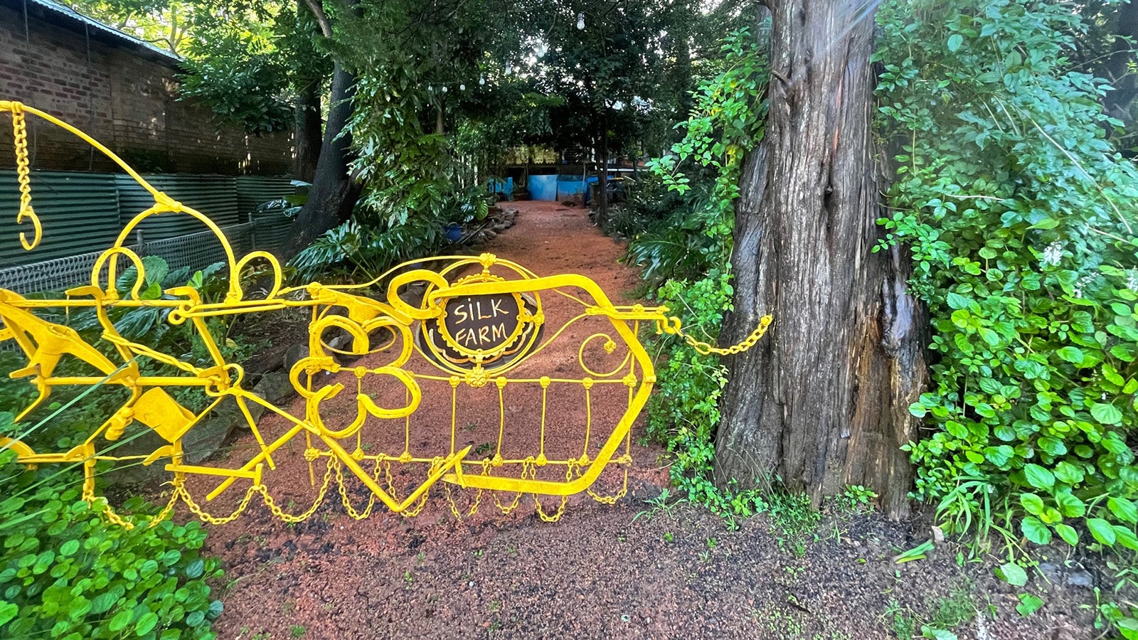 30.03.2022, Australien, Mount Kembla: Das Eingangstor zur &laquo;Silk Farm&raquo;, einem sogenannten &laquo;Food Forest&raquo; oder Ern&auml;hrungs-Garten, der nach den Prinzipien der Permakultur-Lehre von David Holmgren angelegt wurde. Foto: Michelle Ostwald/dpa +++ dpa-Bildfunk +++
