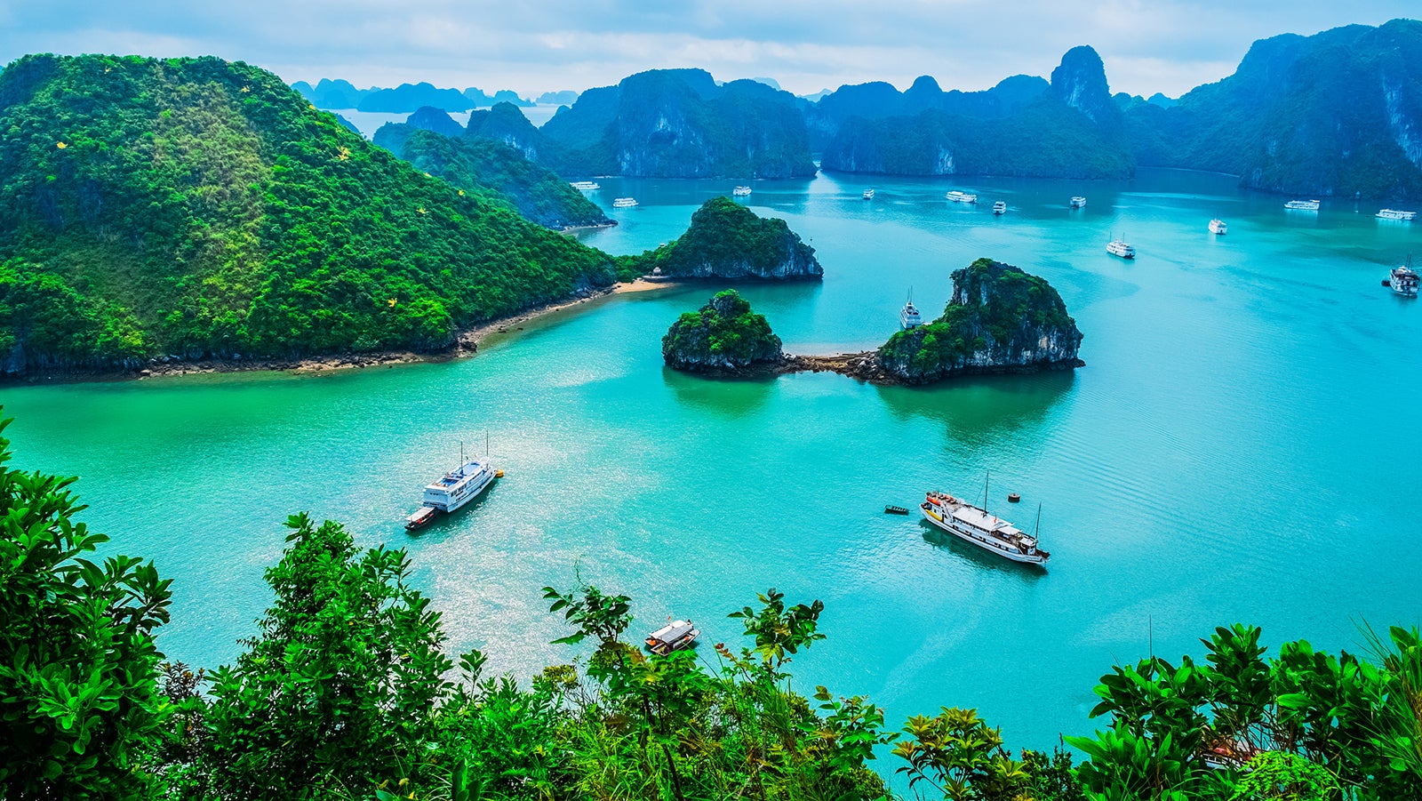 Scenic view of islands in Halong Bay, Vietnam, Southeast Asia