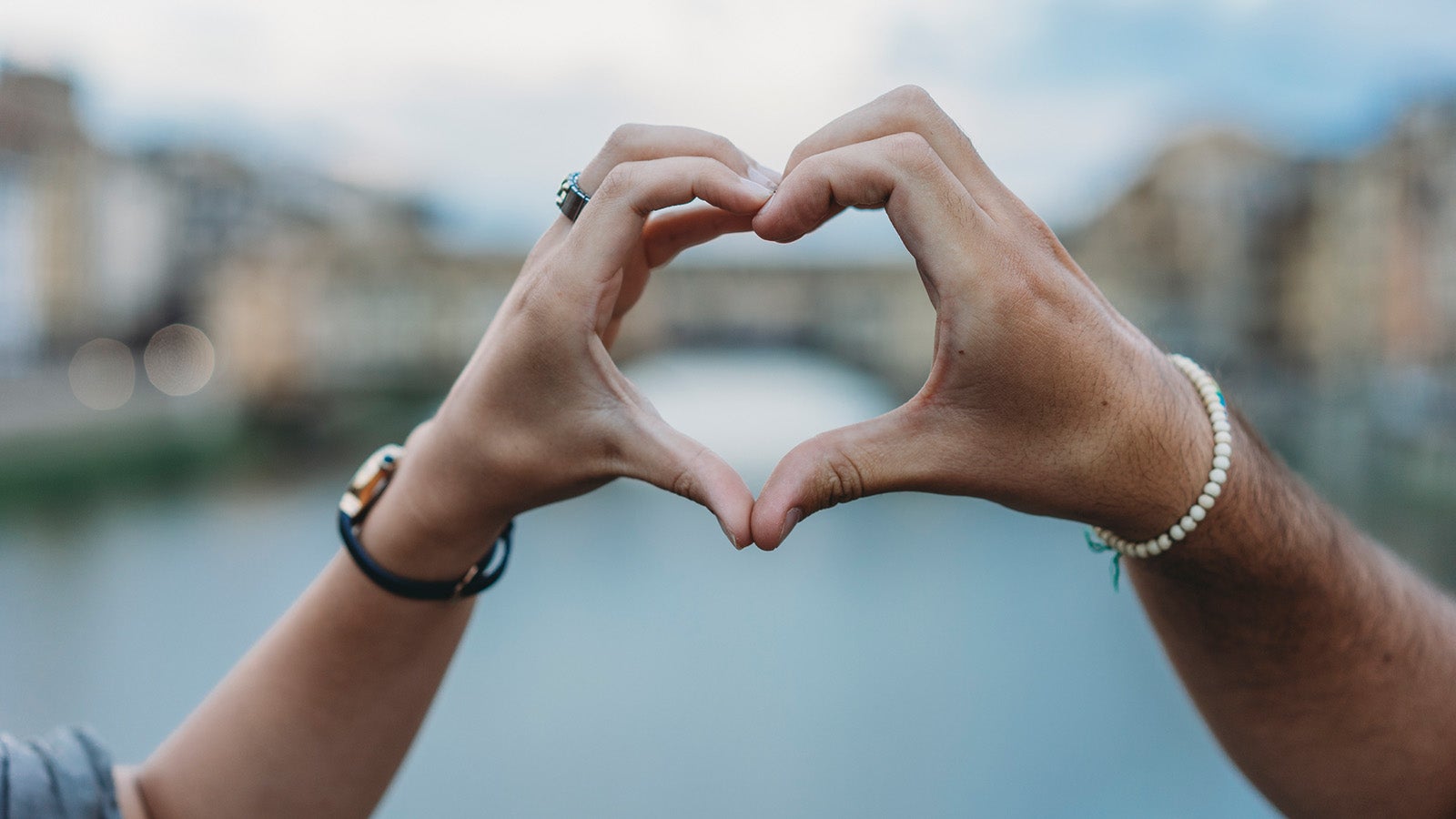 Heart shape symbol with hands in Florence, Italy