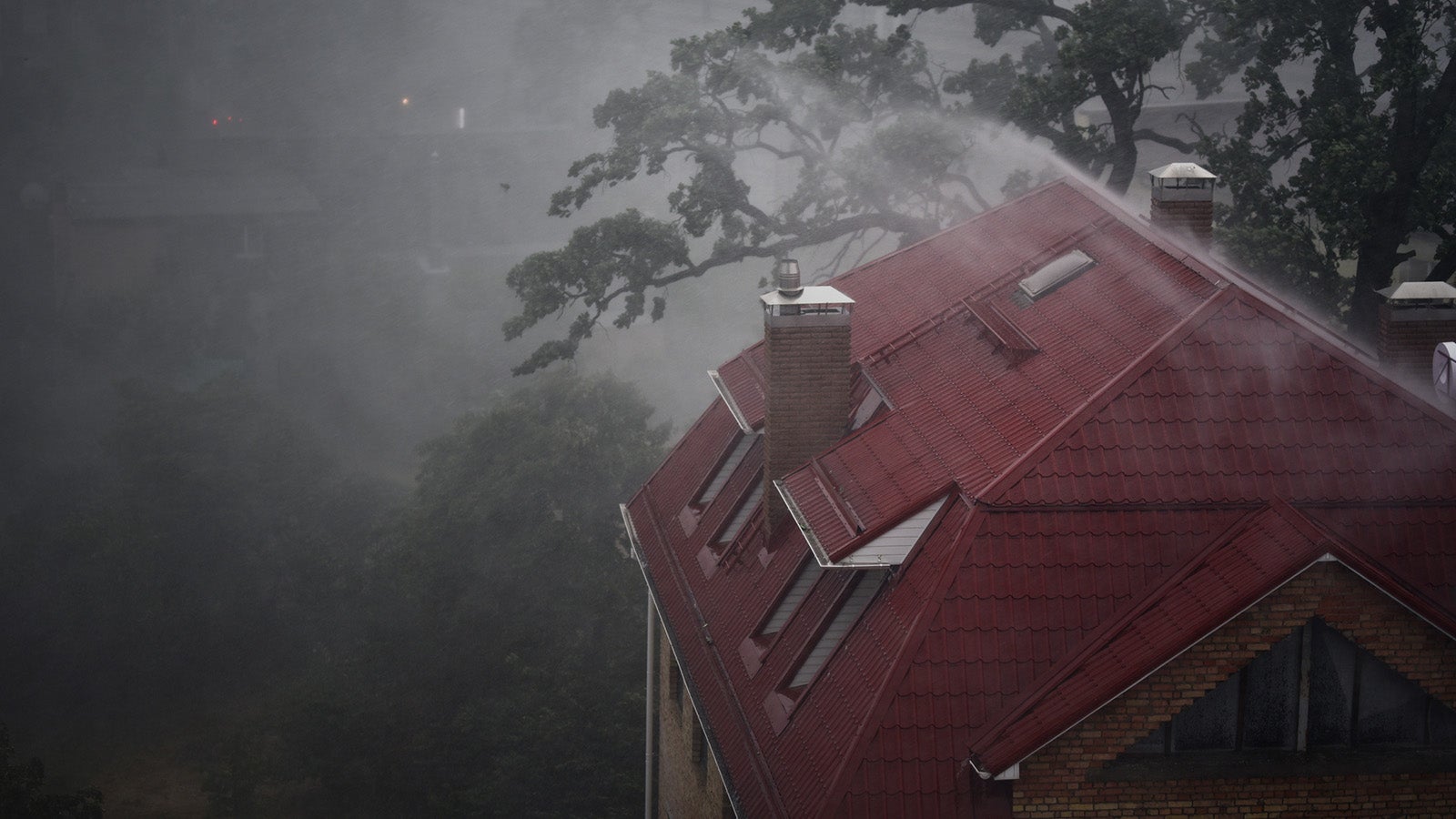 heavy rain with a stormy wind in living sector