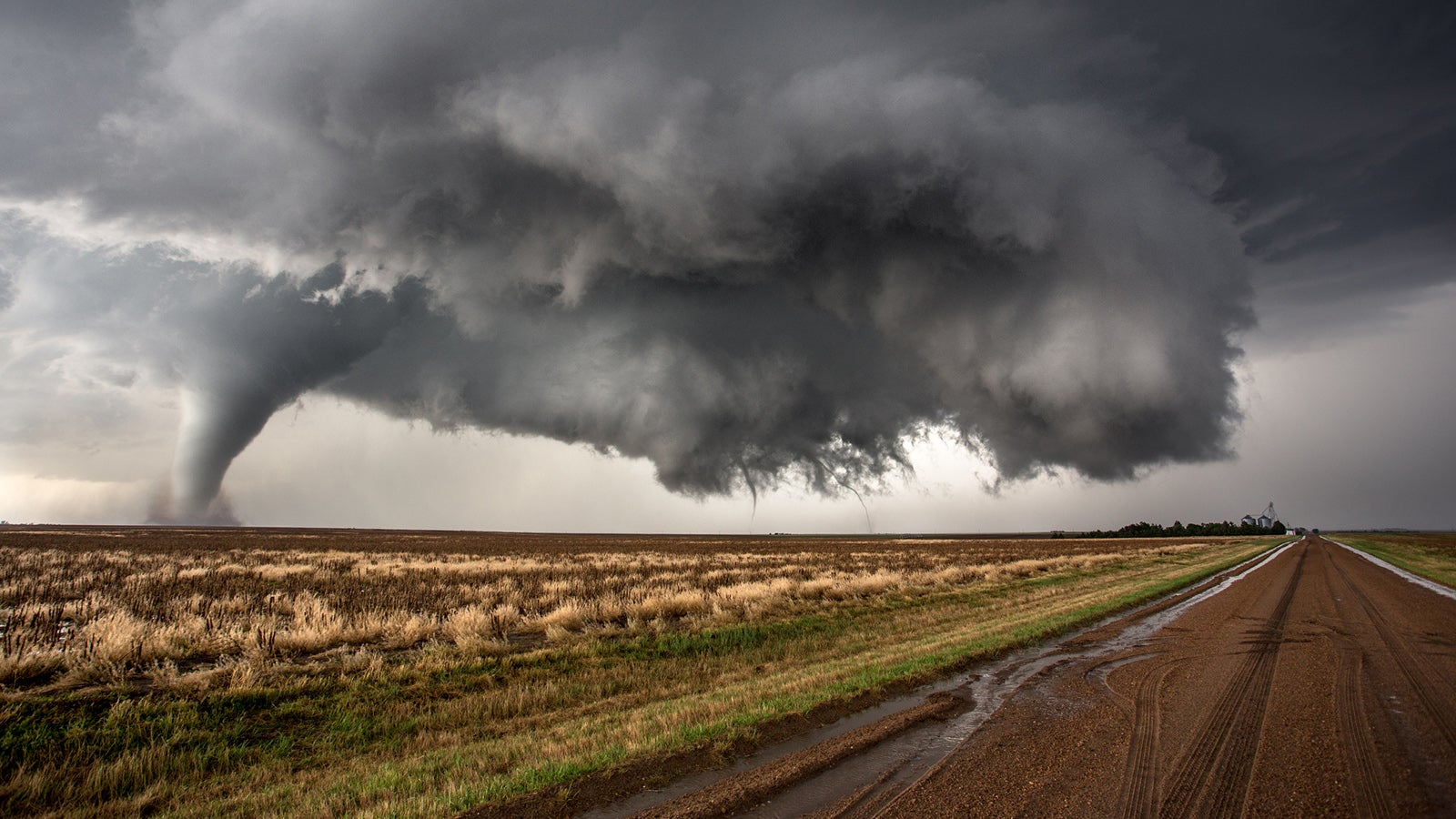 Three tornadoes on the ground at the same time near Dodge City, Kansas, May 24, 2016.