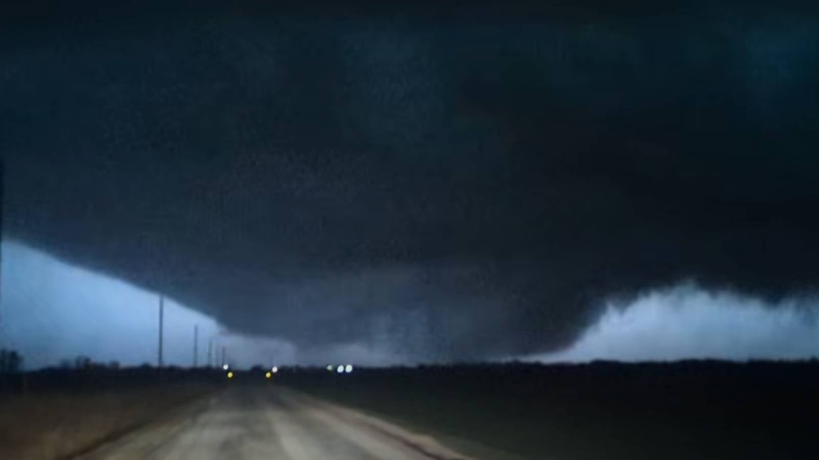 This image taken from video provided by the Fairview, Okla., Emergency Management shows a severe weather system west of Fairview, Okla., late Thursday, March 5, 2026. (Danny Giager/ Fairview Emergency Management via AP)
