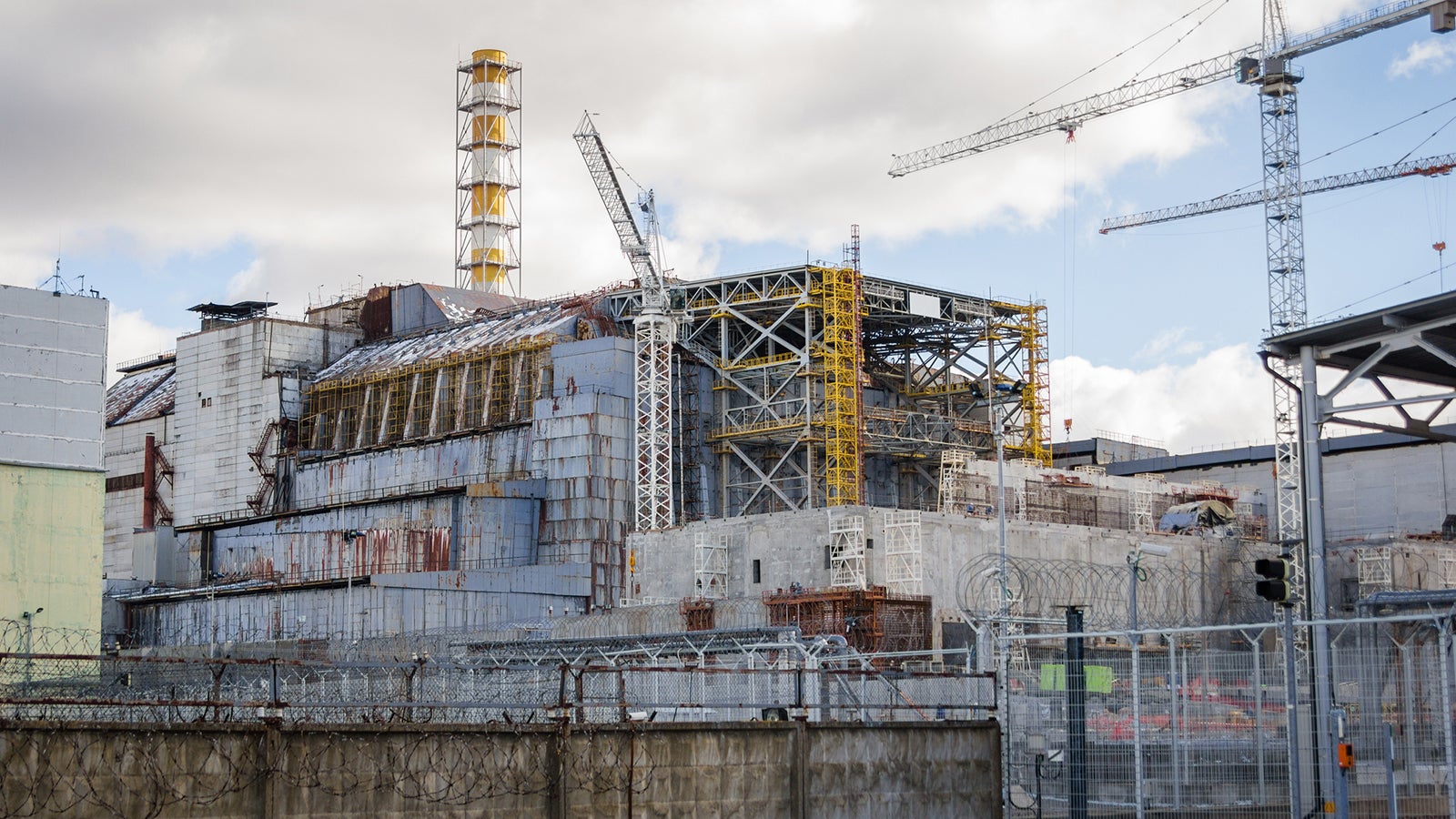Chernobyl Nuclear Power Plant and shelter facility. Front view 