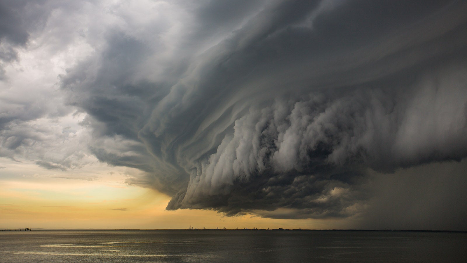 An amazing looking super cell storm cloud forming on the east coast of Queensland, Australia.