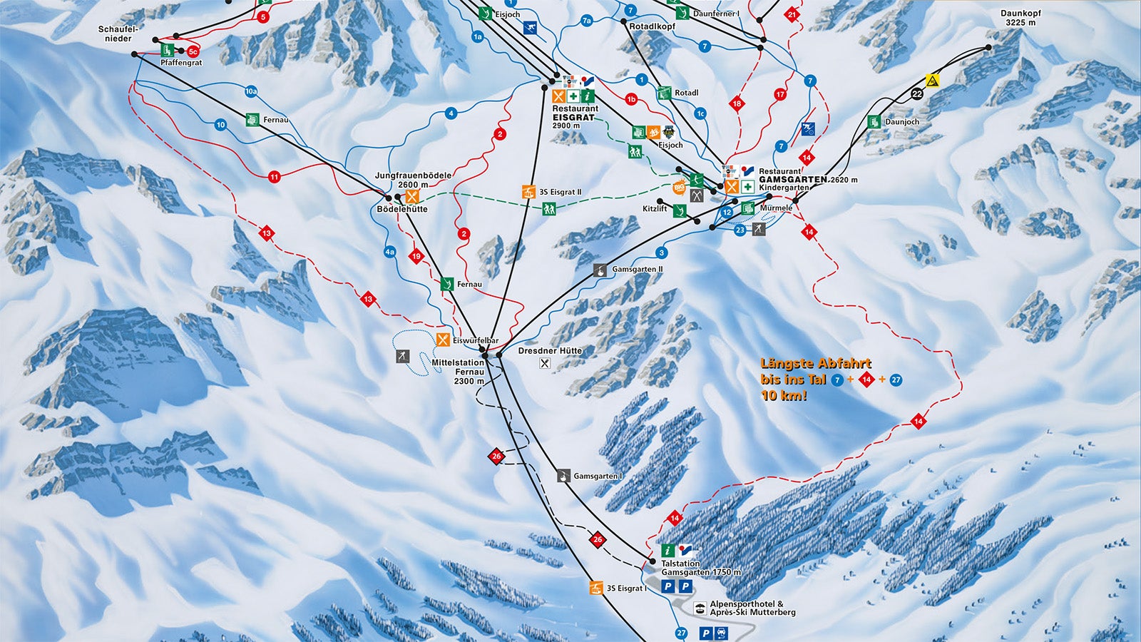 Pistenplan Stubaier Gletscher