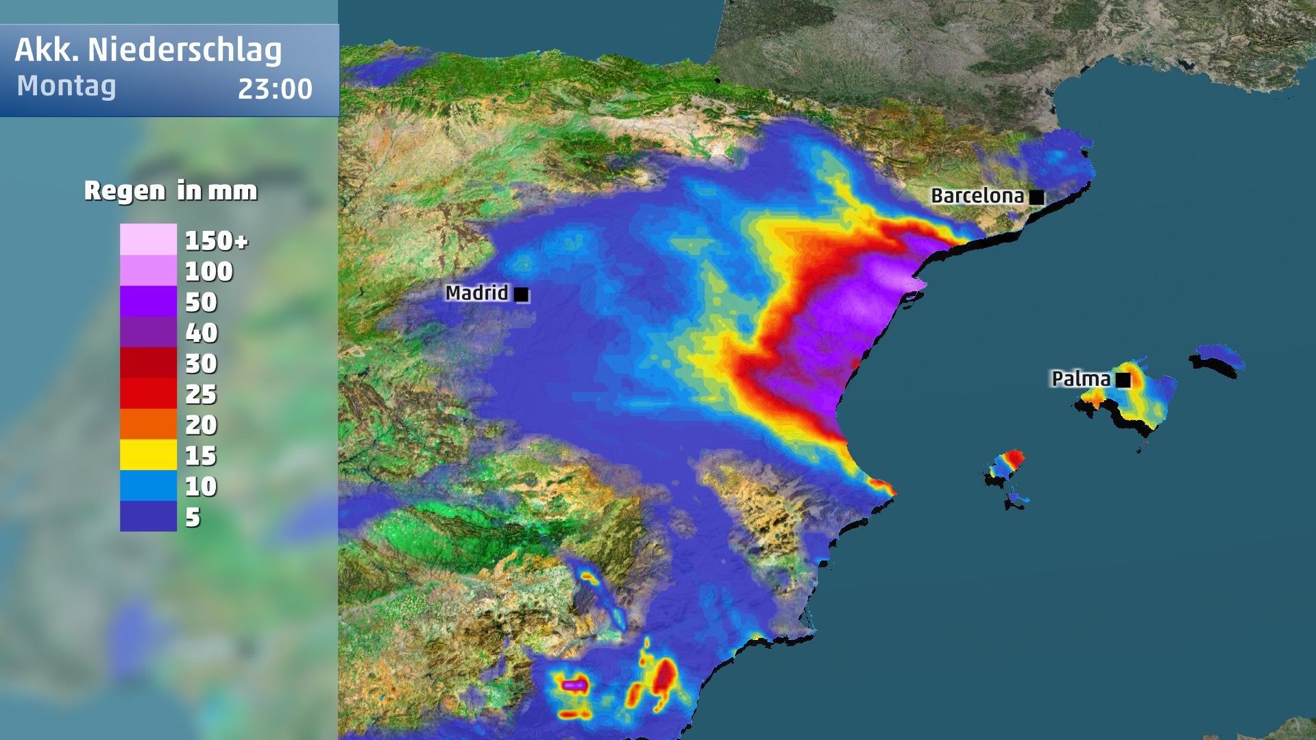 Regensumme in Spanien