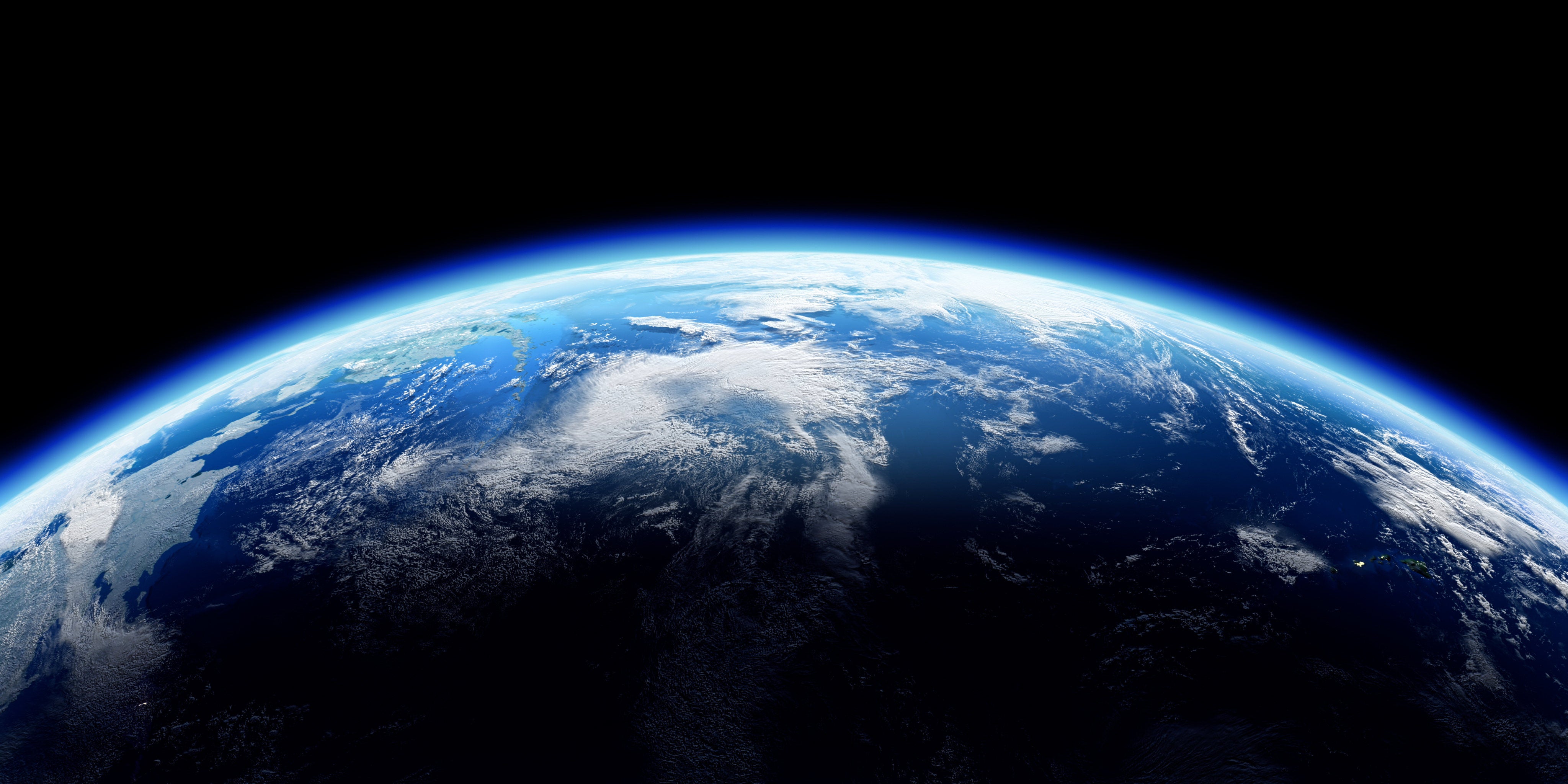 The Earth Space Planet 3D illustration background. City lights on planet.