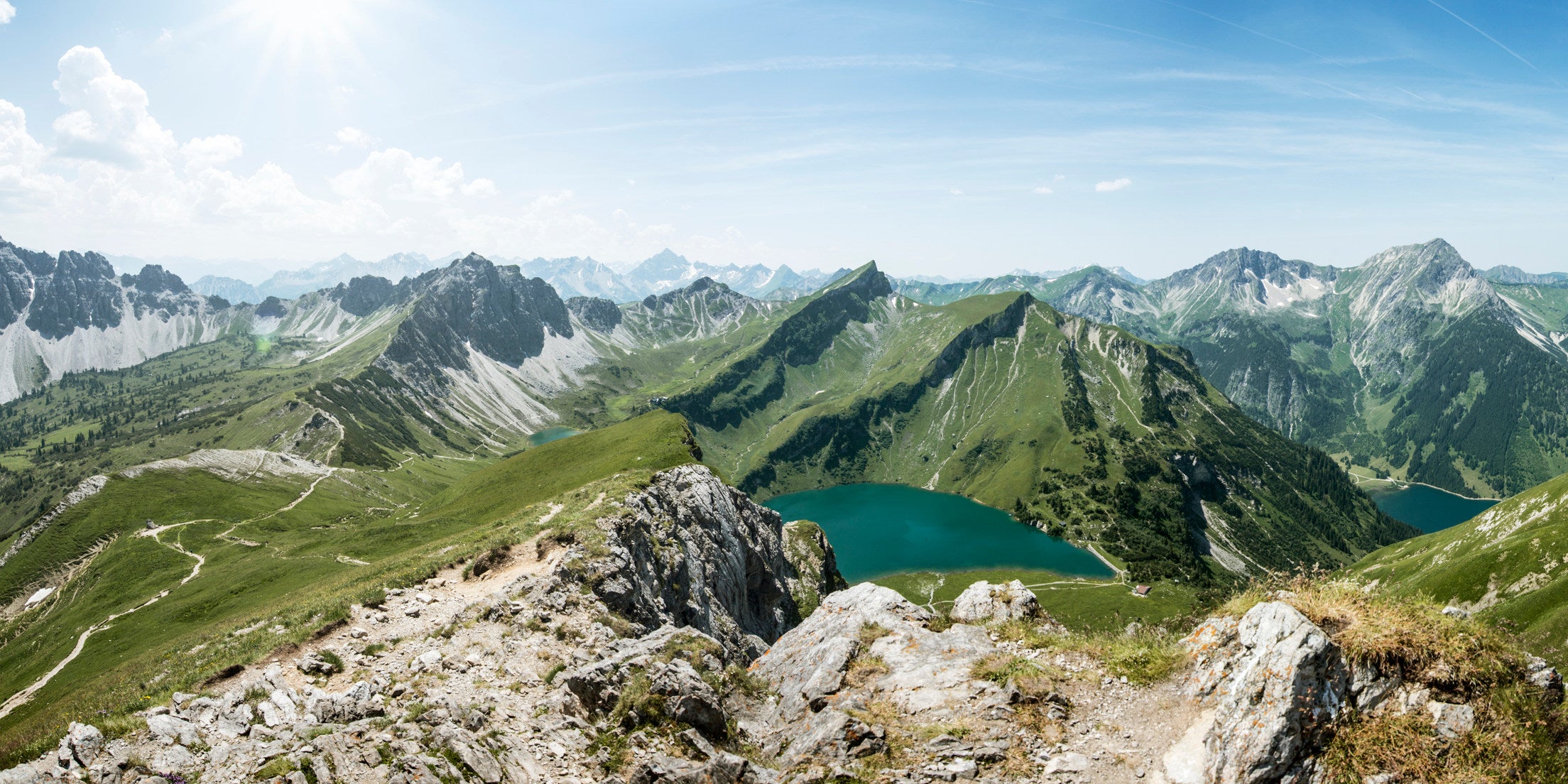Panoramic view in the alps in summer