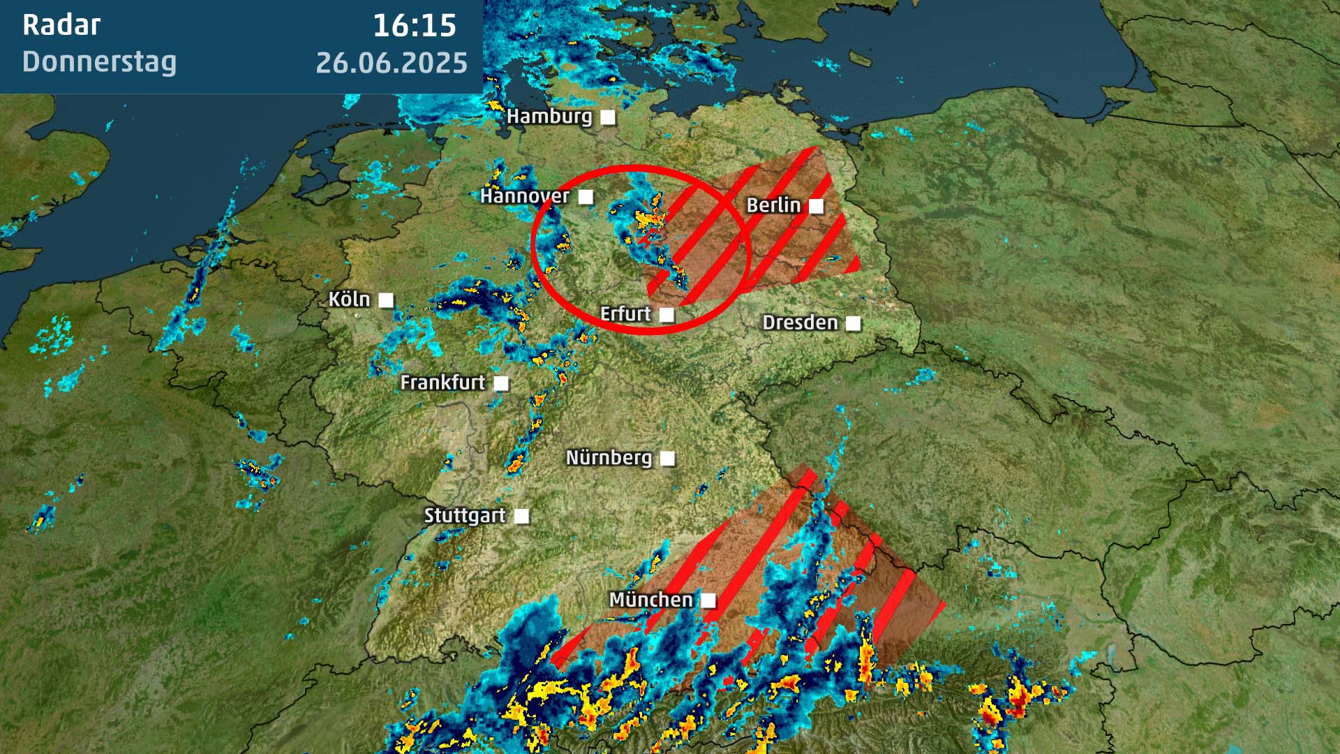 Das sind die Unwetterzonen in Deutschland am Nachmittag und Abend.