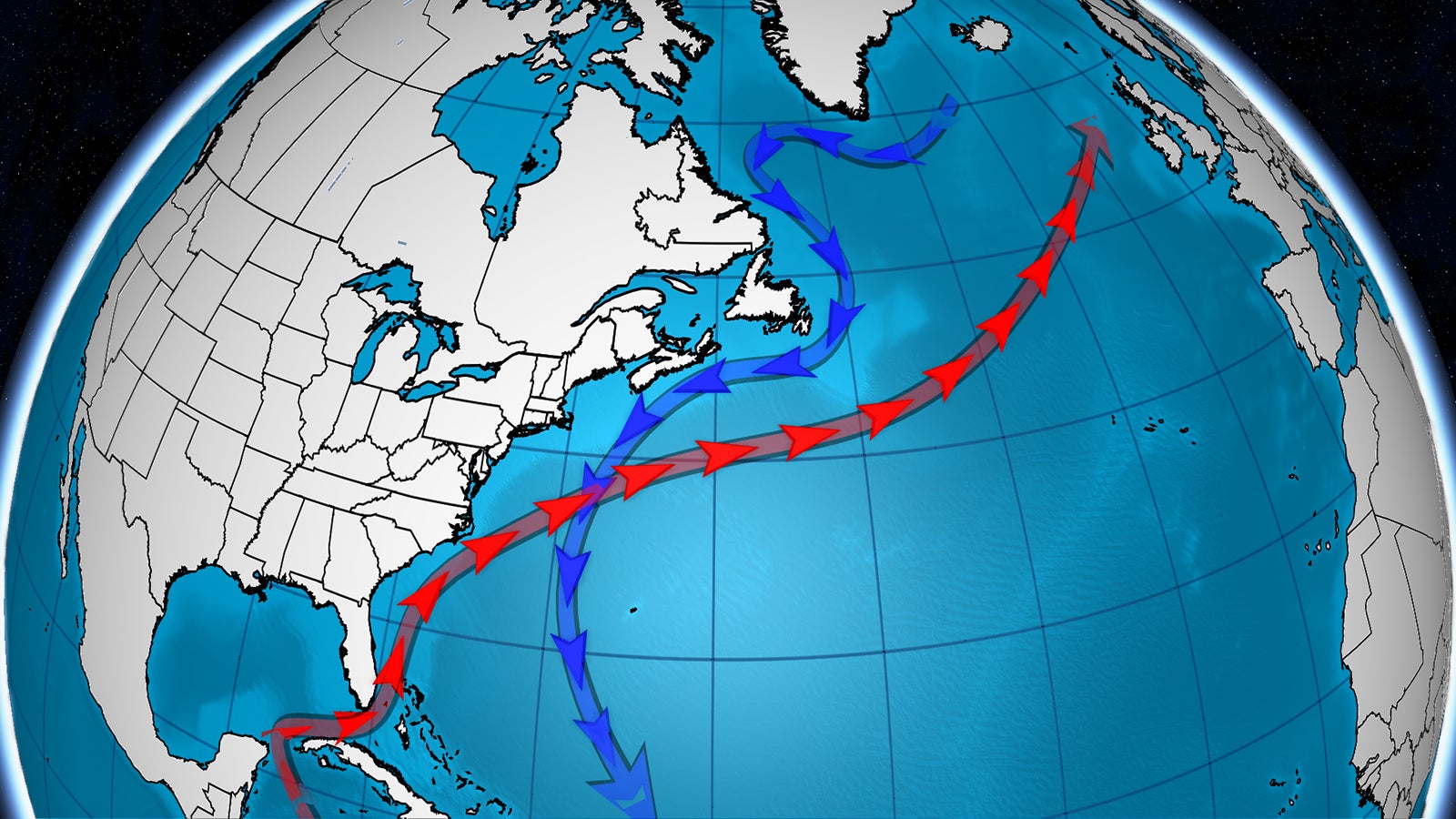 Der Golfstrom ist Teil eines komplexen Systems von Meeresstr&ouml;mungen und wird von Tiefen- und Oberfl&auml;chenstr&ouml;mungen angetrieben