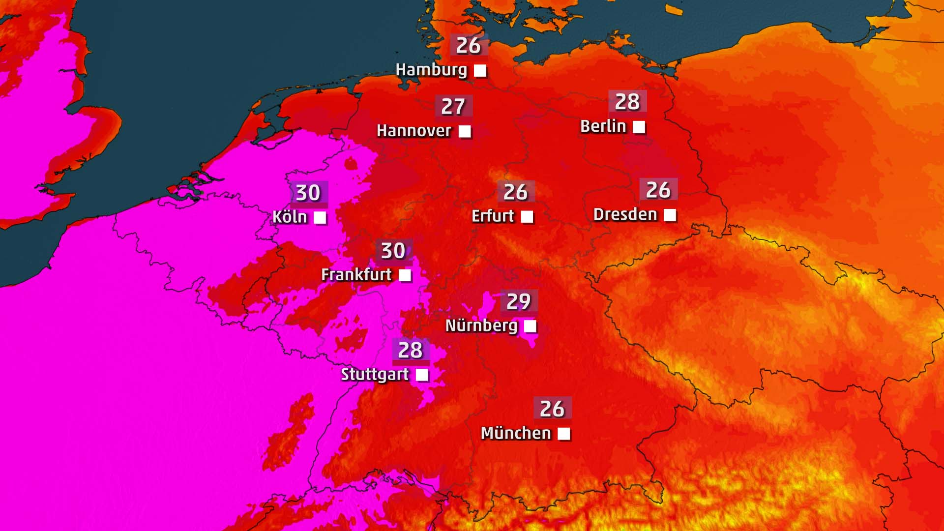 Am Samstag beginnt der kalendarische Sommer. Passend dazu steigert sich die Hitze bis zum Wochenende. Wo es am hei&szlig;esten wird.