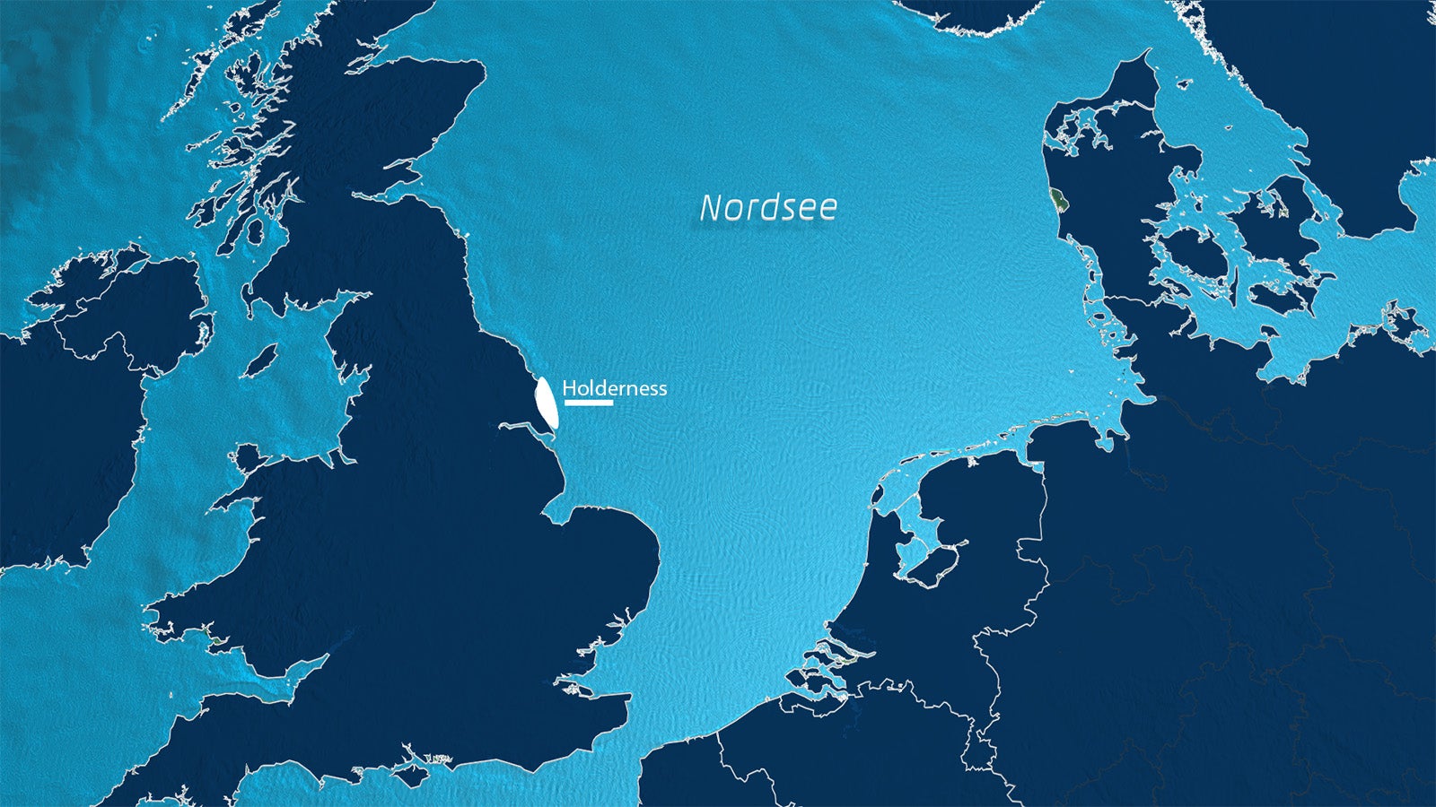 Grafik zeigt Gro&szlig;britannien. Im Osten ist die K&uuml;ste von Holderness markiert.