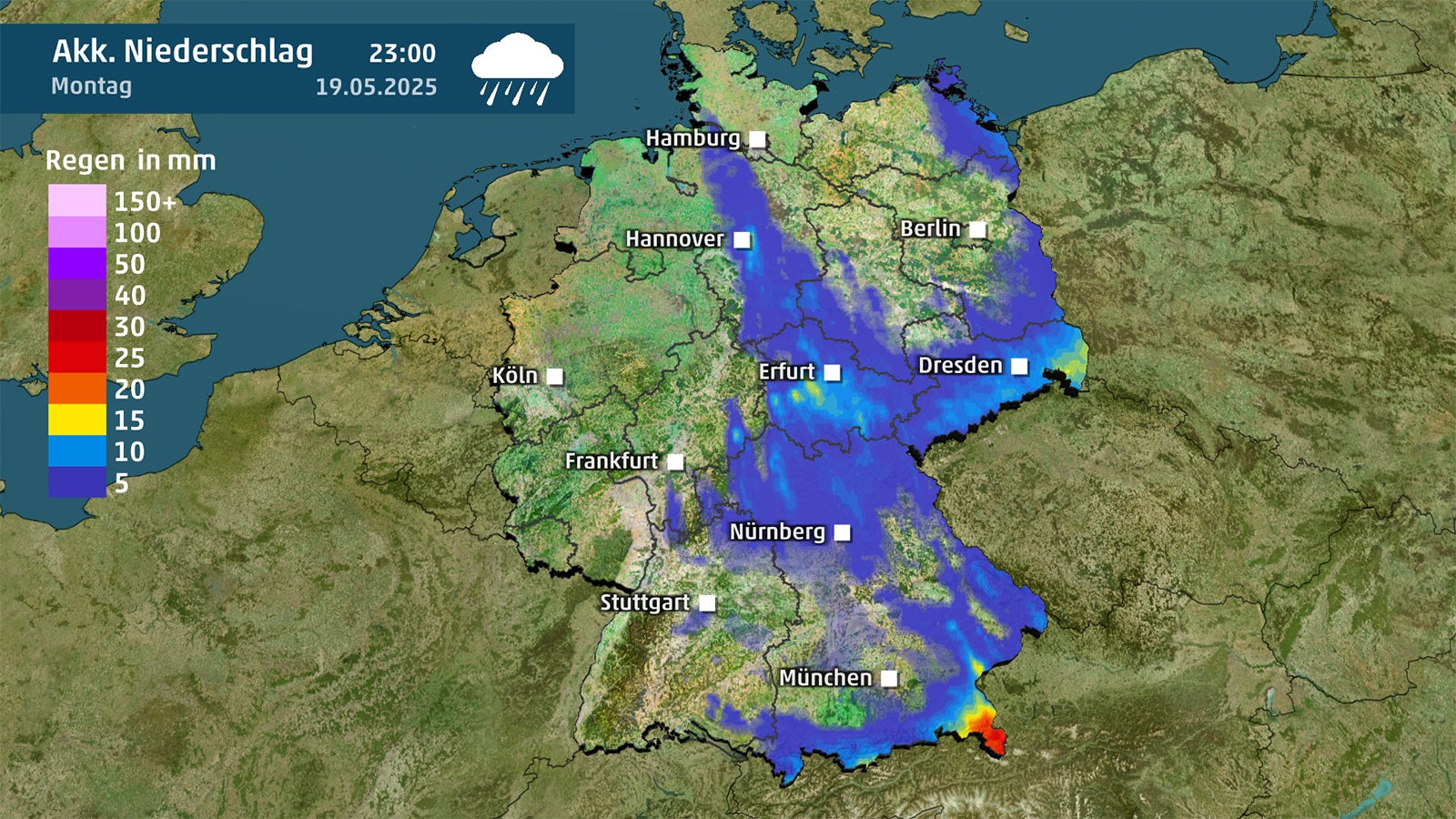 Regensumme bis Montag, 19.2.2025