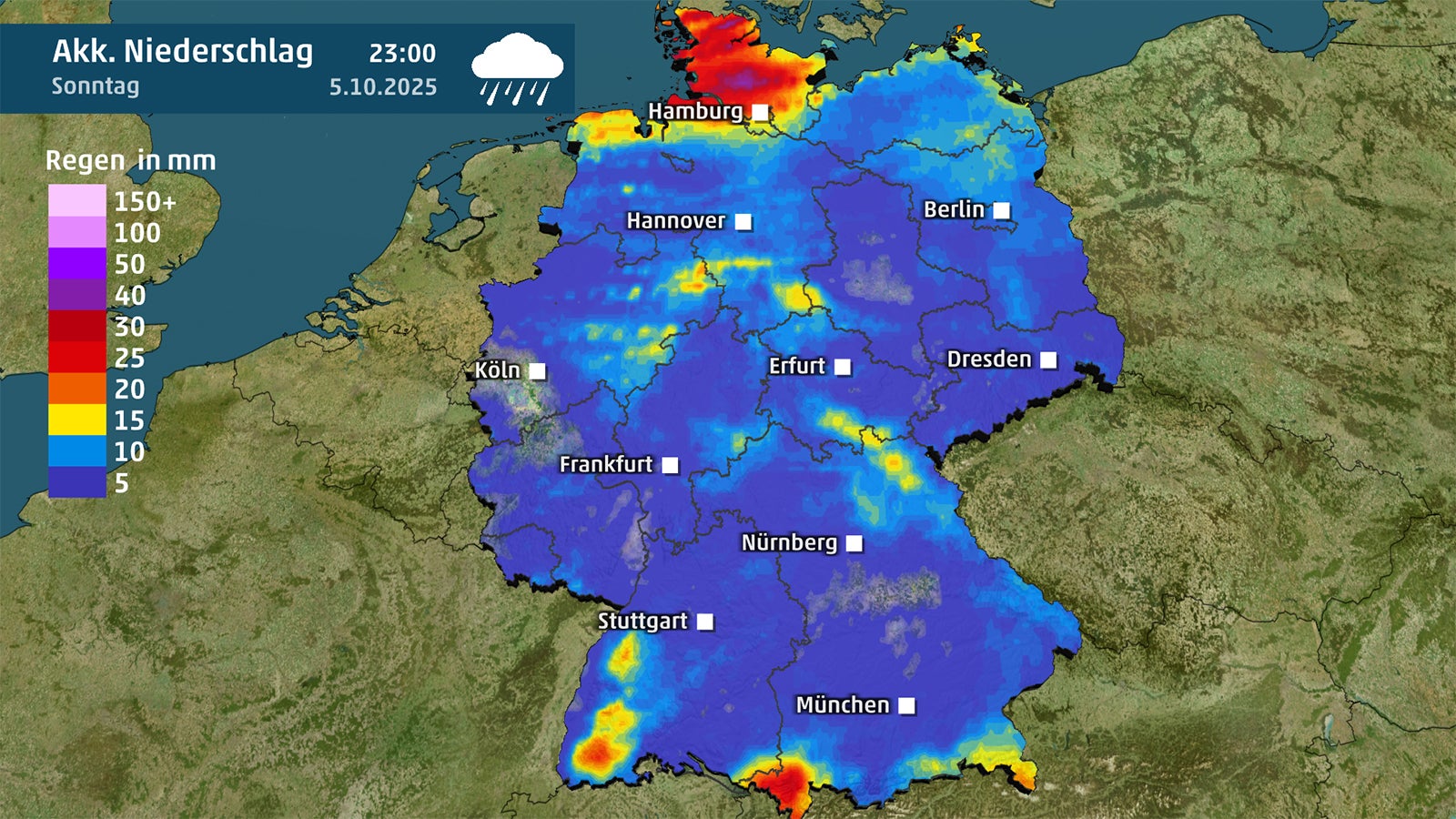 Regensumme am Wochenende