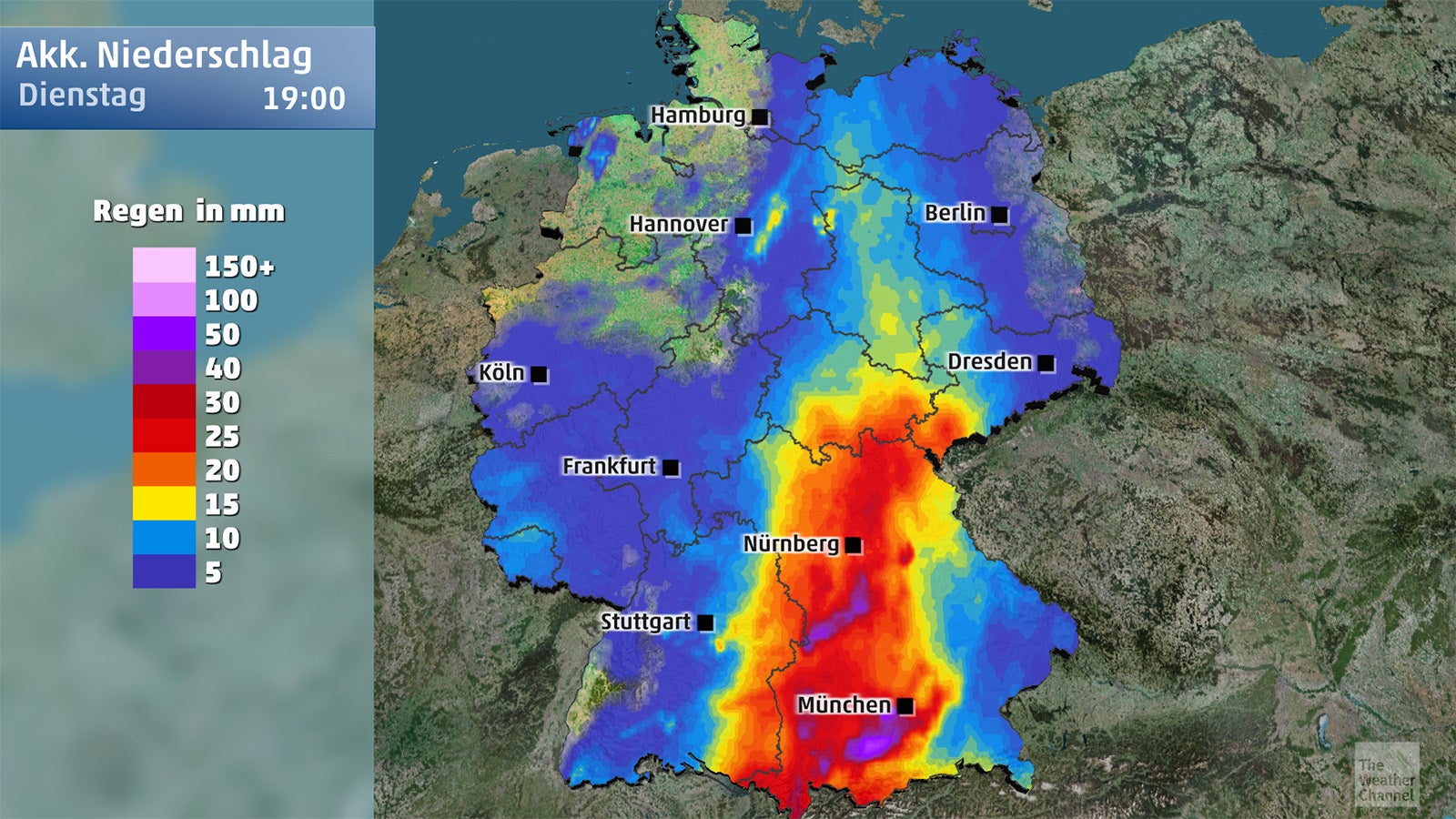 In Baden-W&uuml;rttemberg und Bayern setzt zu Wochenbeginn Starkregen ein.