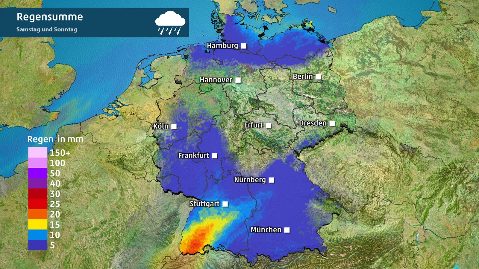 Regensumme am Wochenende.