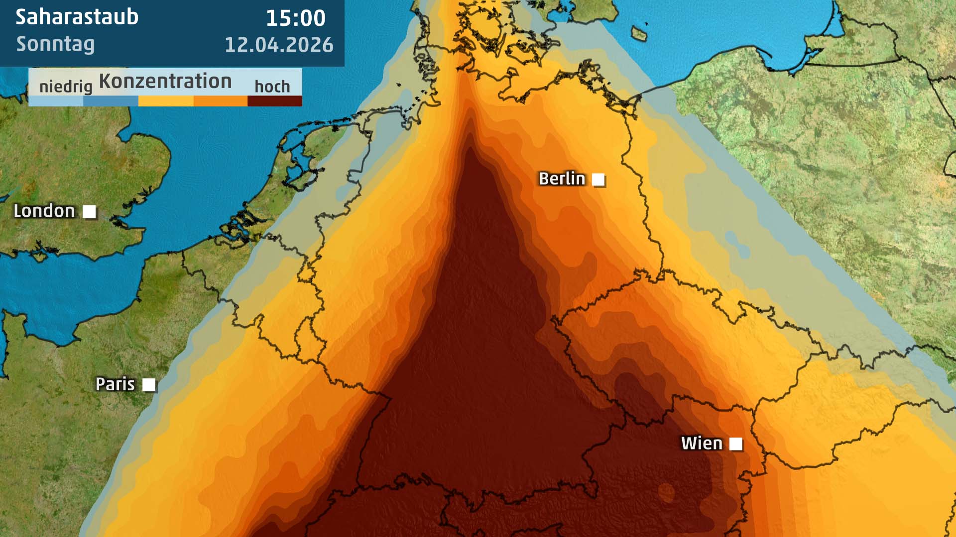 Am Sonntag ist viel Saharastaub &uuml;ber Deutschland.
