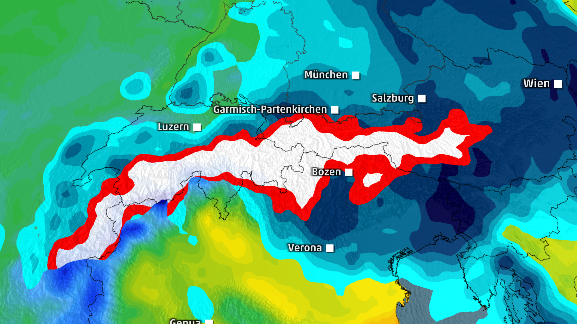 Schneefall in den Alpen: Vom Westen bis nach &Ouml;sterreich wird es in den Bergen wei&szlig;.