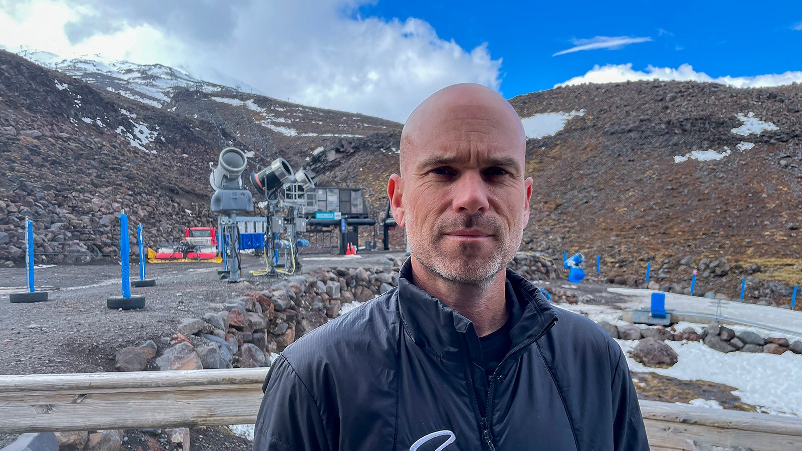 Johan Bergman, the ski area manager at the Tūroa ski field, poses fo a photo at Mt. Ruapehu, New Zealand on Sept. 21, 2022. A disastrous snow season has left two of New Zealand's largest ski fields on the brink of bankruptcy, with climate change appearing to play a significant role. (AP Photo/Nick Perry)