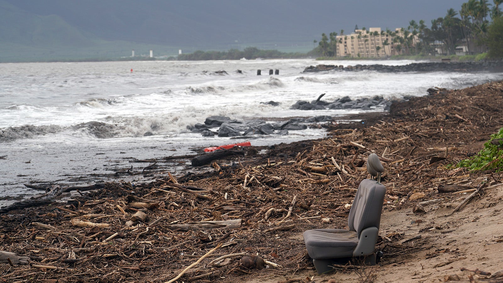Debris covers a beach in Kihei, Hawaii, Sunday, March 15, 2026. (Eli Pace/The Maui News via AP)