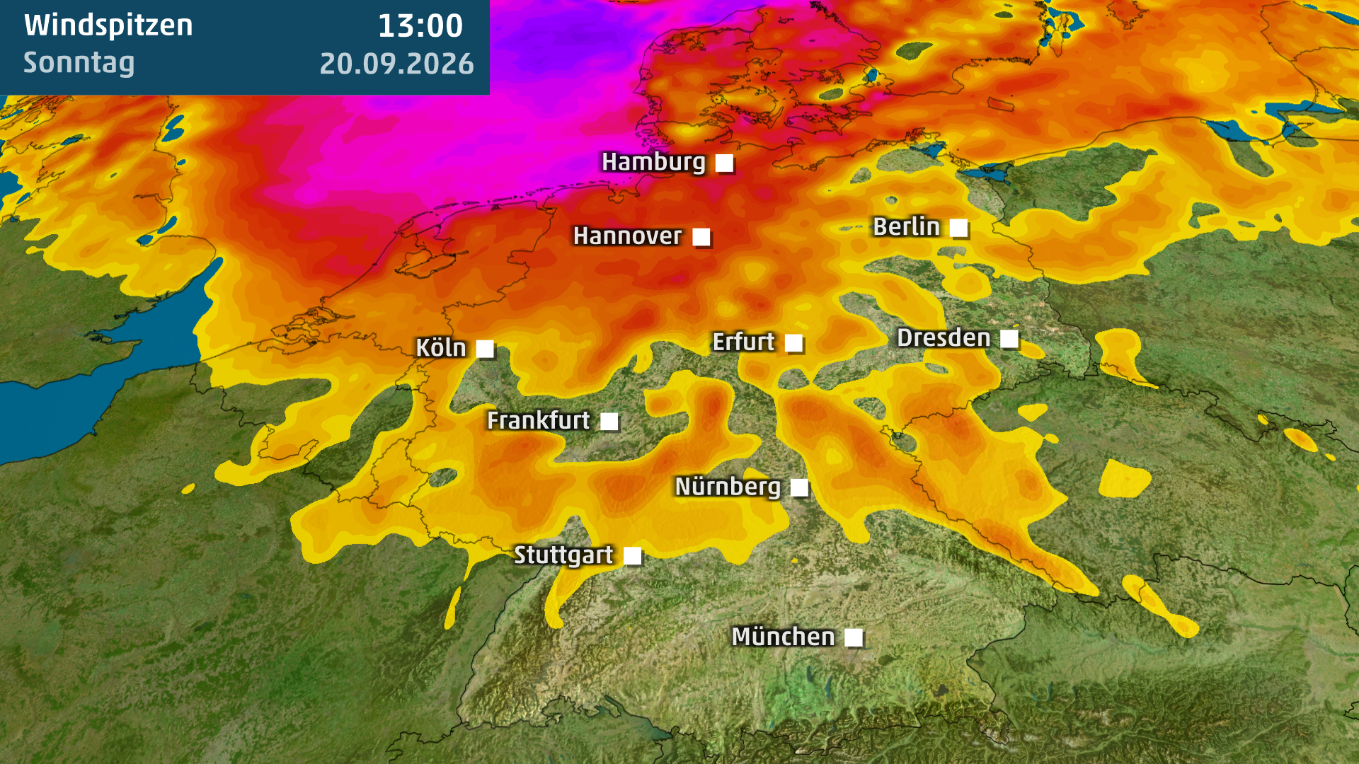 Sturm zieht am Sonntag &uuml;ber Deutschland hinweg und bringt Sturmb&ouml;en vor allem in Norddeutschland.