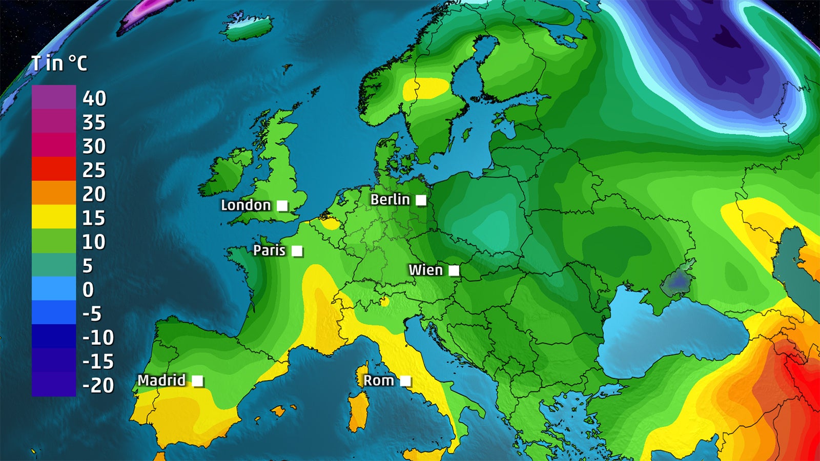 Temperaturen am Montag, 19.10.