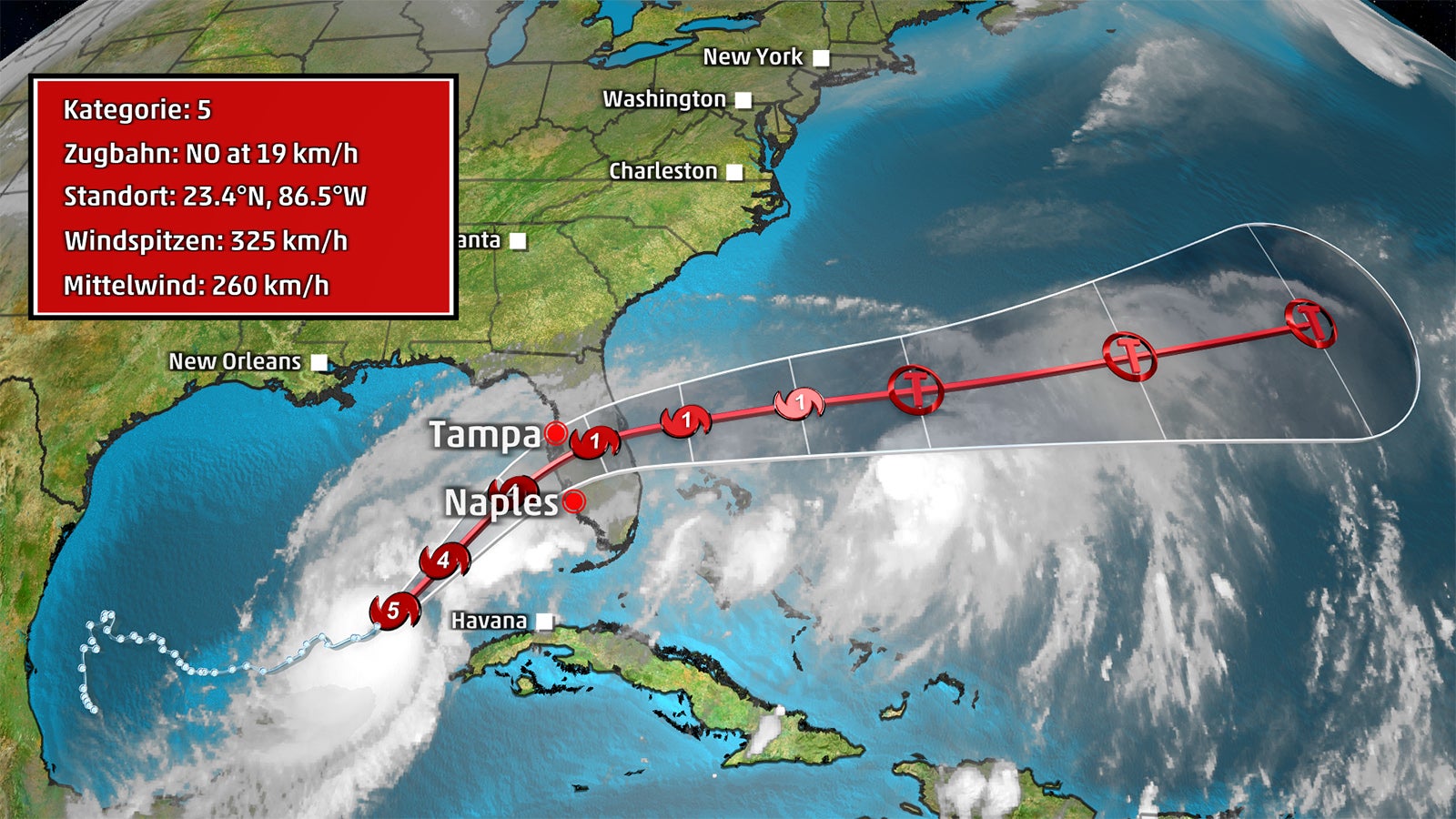 Hurrikan Milton k&ouml;nnte einer der zerst&ouml;rerischsten Wirbelst&uuml;rme werden, die in Florida auf Land treffen